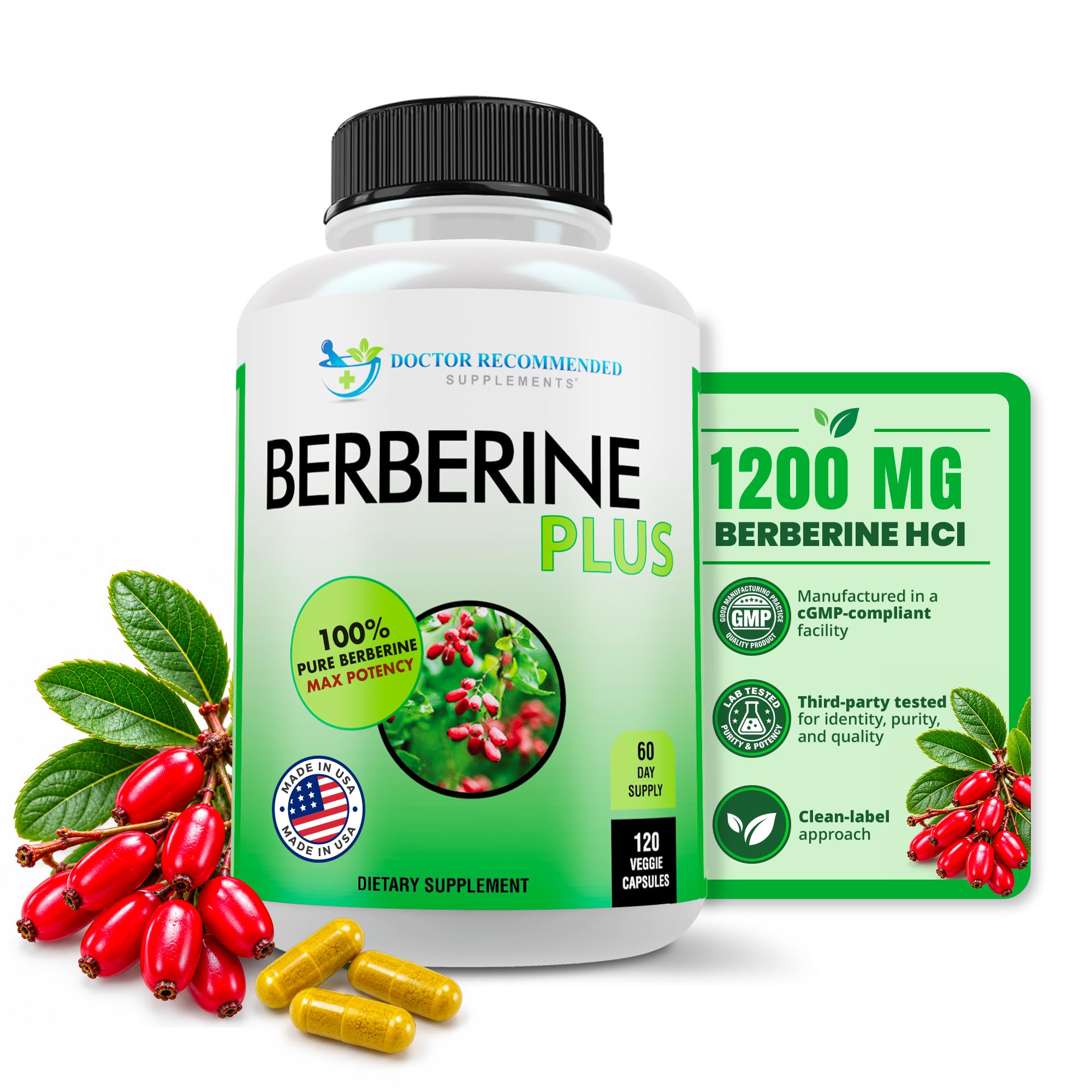 DOCTOR RECOMMENDED SUPPLEMENTS Berberine Plus 1200mg Per Serving - 120 Veggie Capsules Royal Jelly (120 Count (Pack of 3)) — Amazon image 6