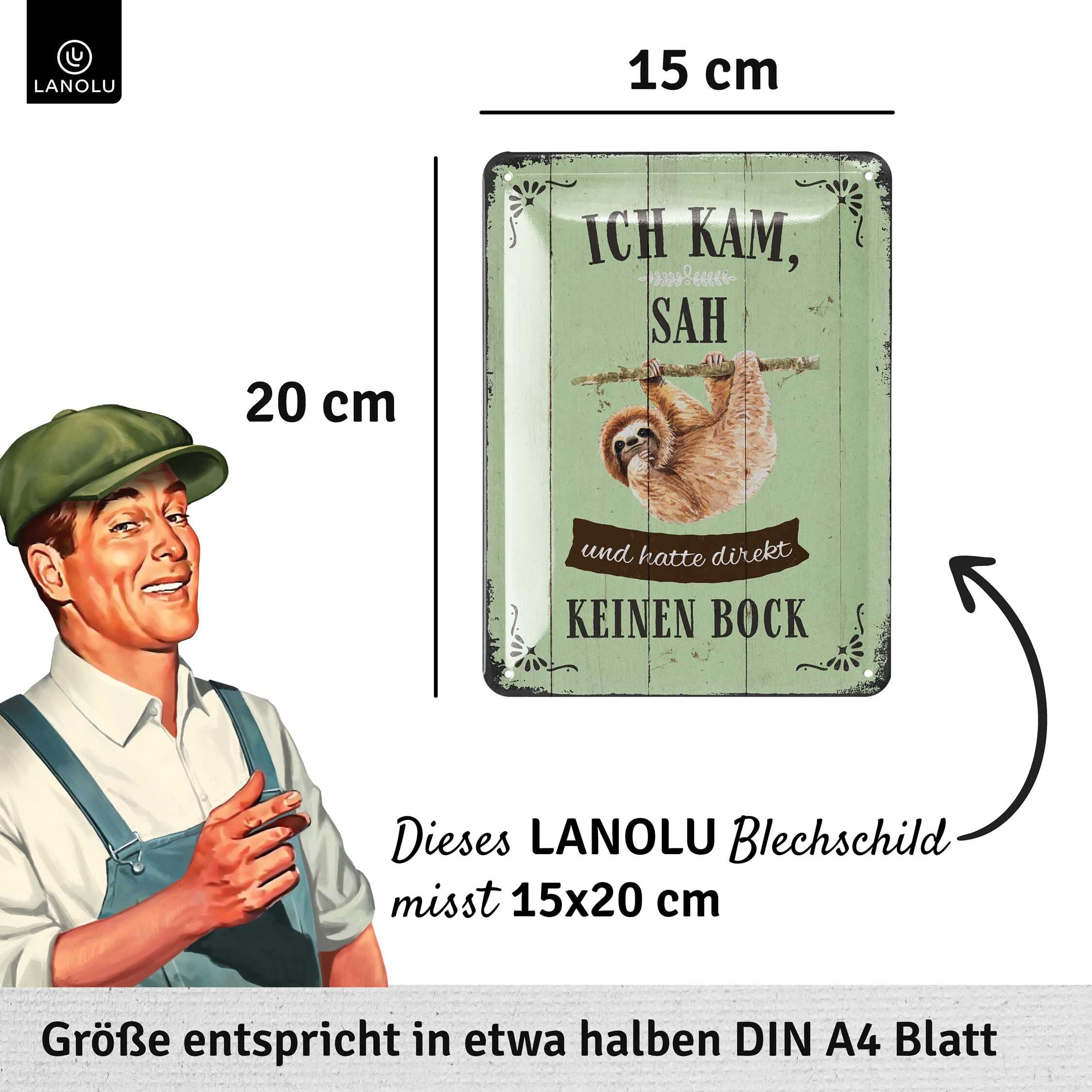 LANOLU Retro Blechschild 'Gestern War Hier Aufgeräumt', Vintage Metallschilder Mit Sprüchen, Shabby Chic Deko Küche Und Garten, Lustige Schilder Aus Metall 15x20cm