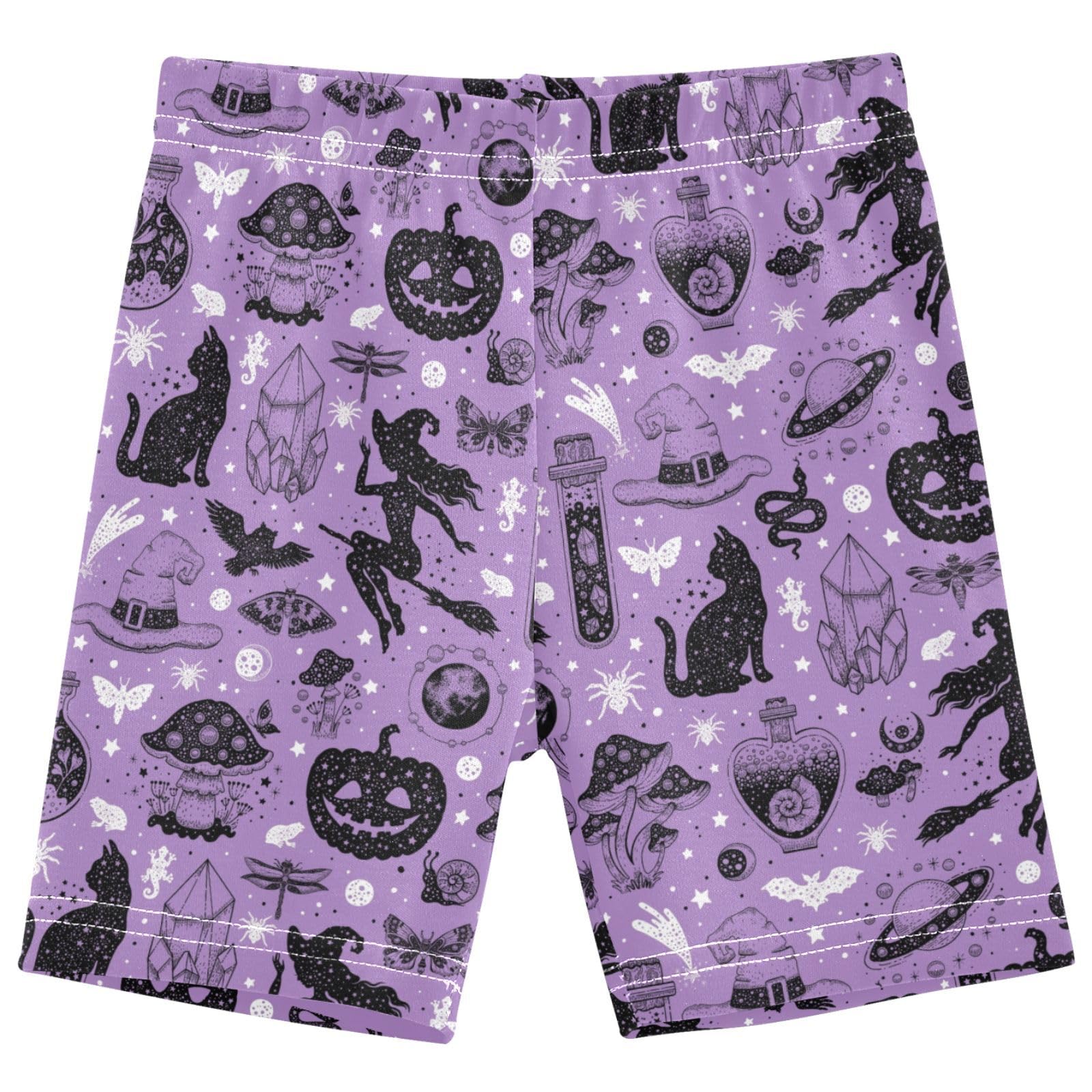 Dallonan Girls Dance Shorts, Toddler Biker Shorts Cartwheel Under Dress Pumpkin Cat Kids Biking Clothes 4-10Y Multi