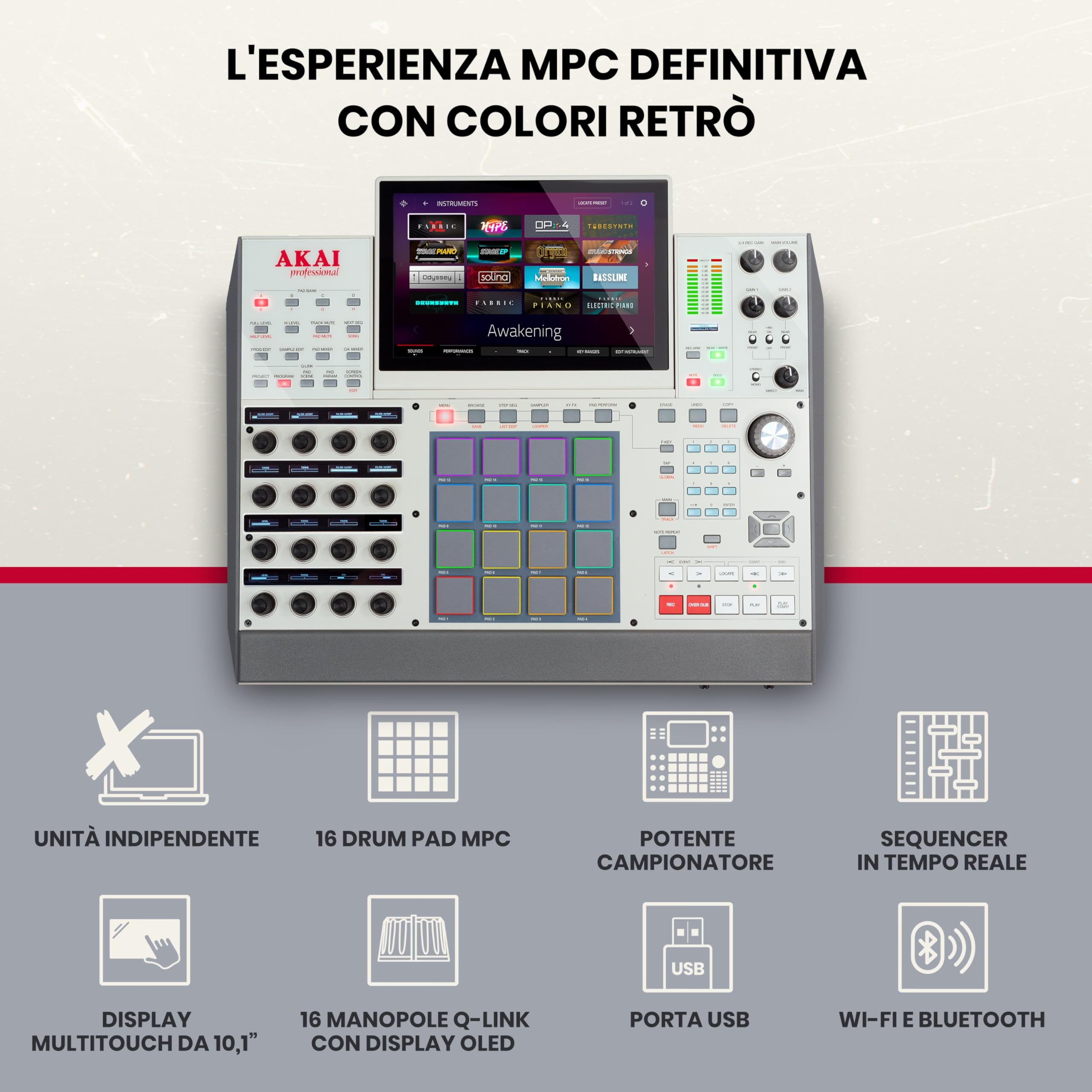 Akai Professional MPC X SE - Workstation di Produzione Standalone e Beat Maker con Schermo Multi-Touch da 10.1", Drum Pad, Motori di Sintetizzazione, 48 GB di Memoria e Integrazione Native Instruments