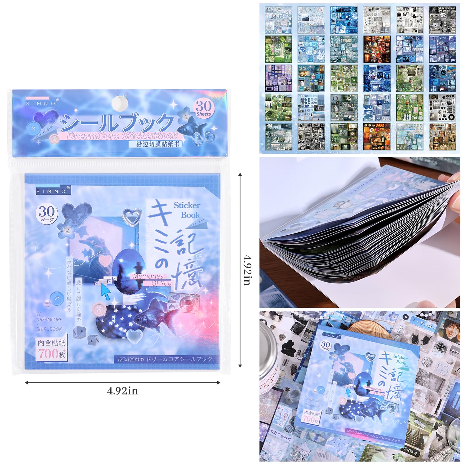 Japońska książka z naklejkami w stylu retro, nostalgiczny motyw – ponad 700 japońskich naklejek w stylu Dreamcore, brokatowe, do samodzielnego scrapbookingu, pamiętnika, dekoracji podręcznika