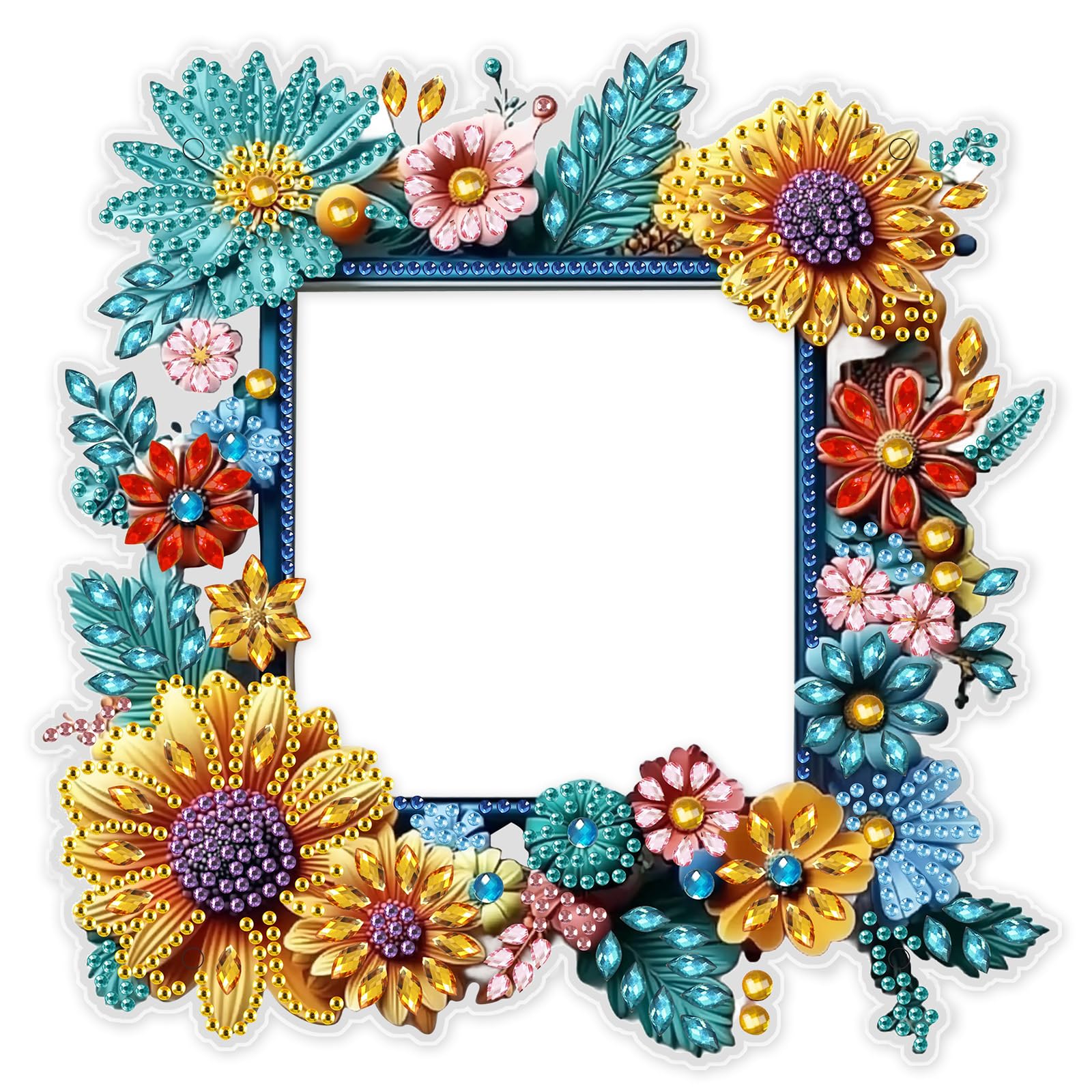 Kit de peinture diamant fleur avec cadre photo acrylique de chambre MXJSUA