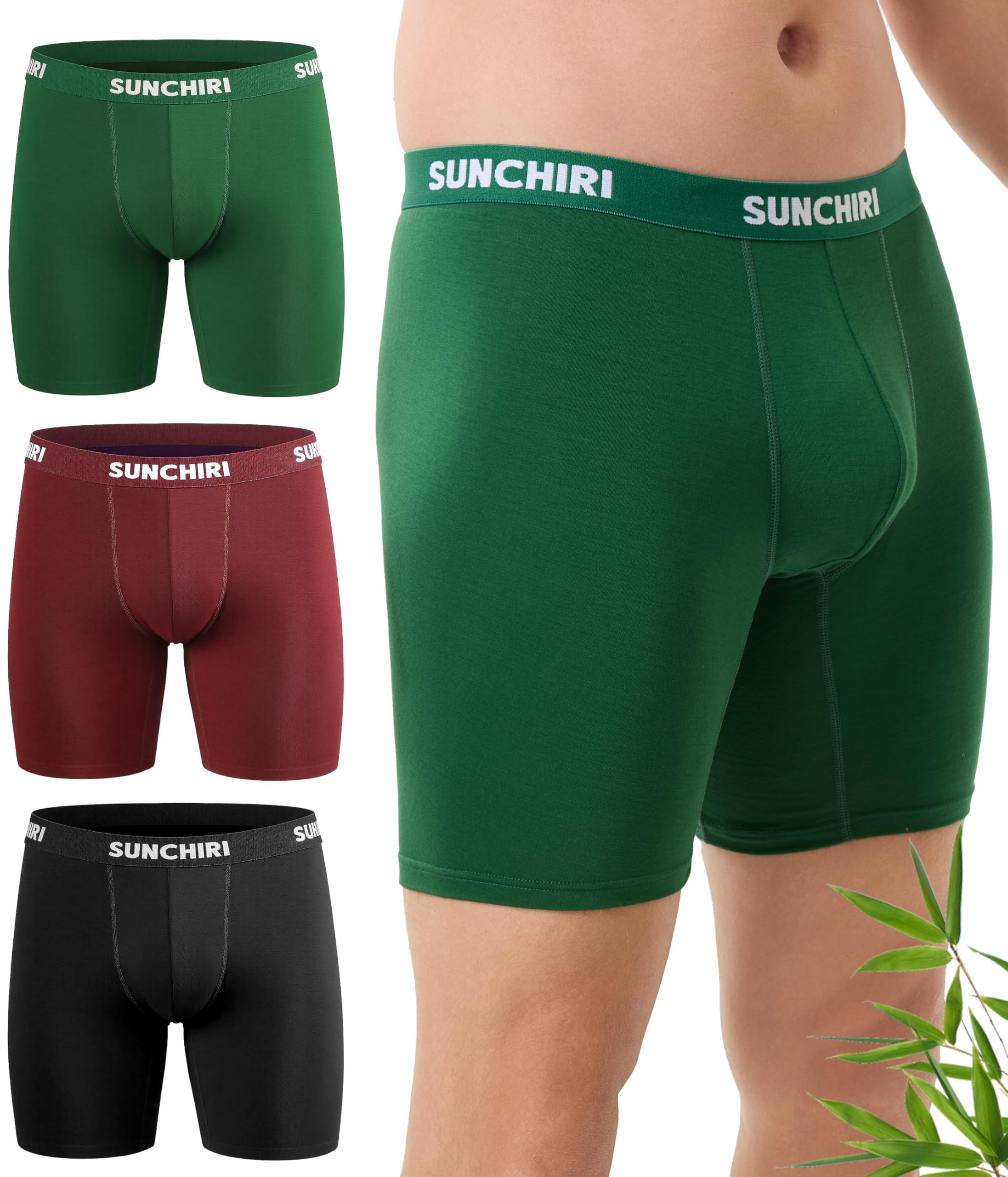 SUNCHIRI Boxershorts Herren Lang 3er Pack, Bambus Unterhosen Männer, Unterwäsche Ohne Kratzenden Zettel (Gr.M-2XL)