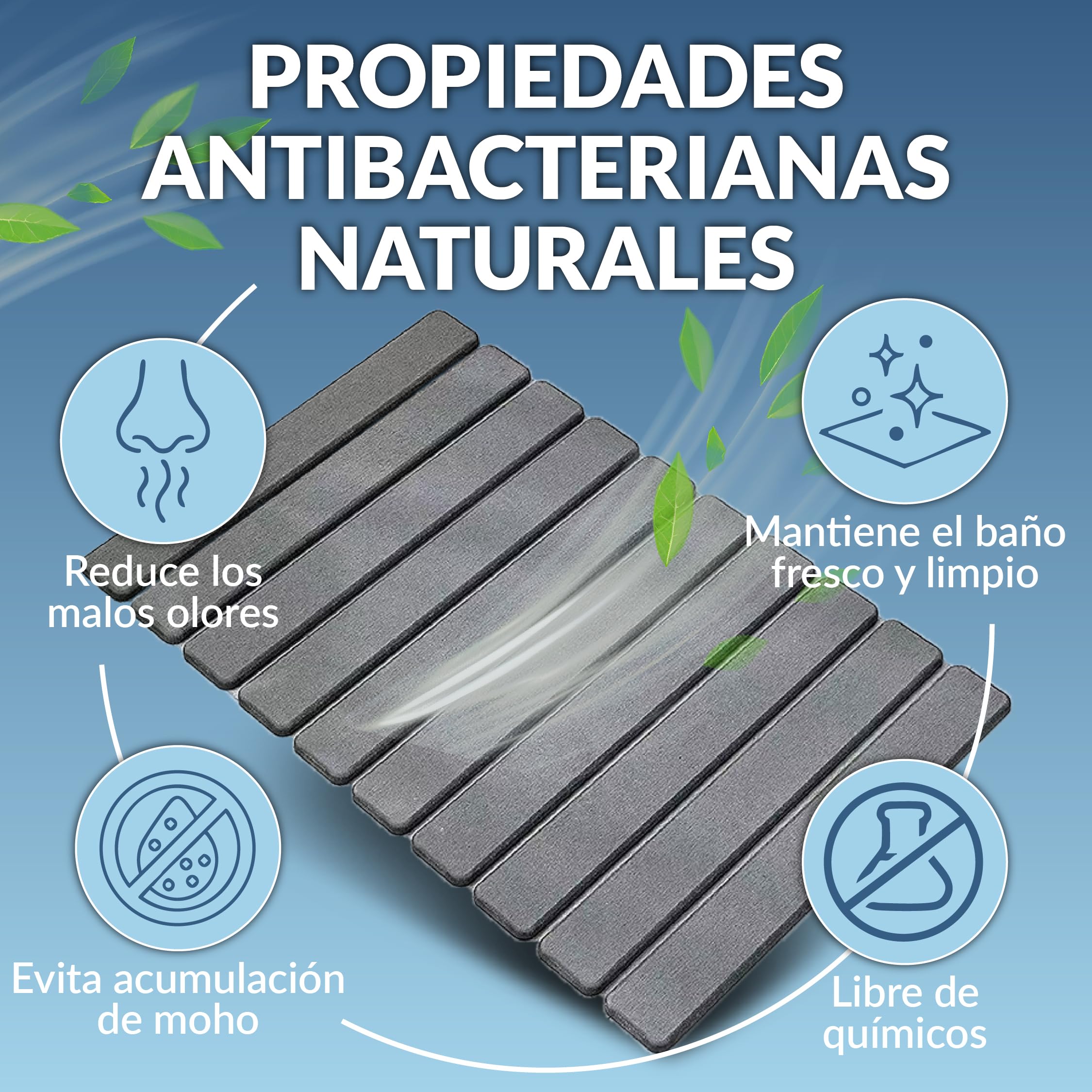 Alfombra de Baño Diatomita Secado Rápido Antideslizante 60x39 cm, Alfombrilla Piedra Absorbente para Ducha, Incluye Soporte para Jabón, Base de Silicona y Lija de Mantenimiento - 4