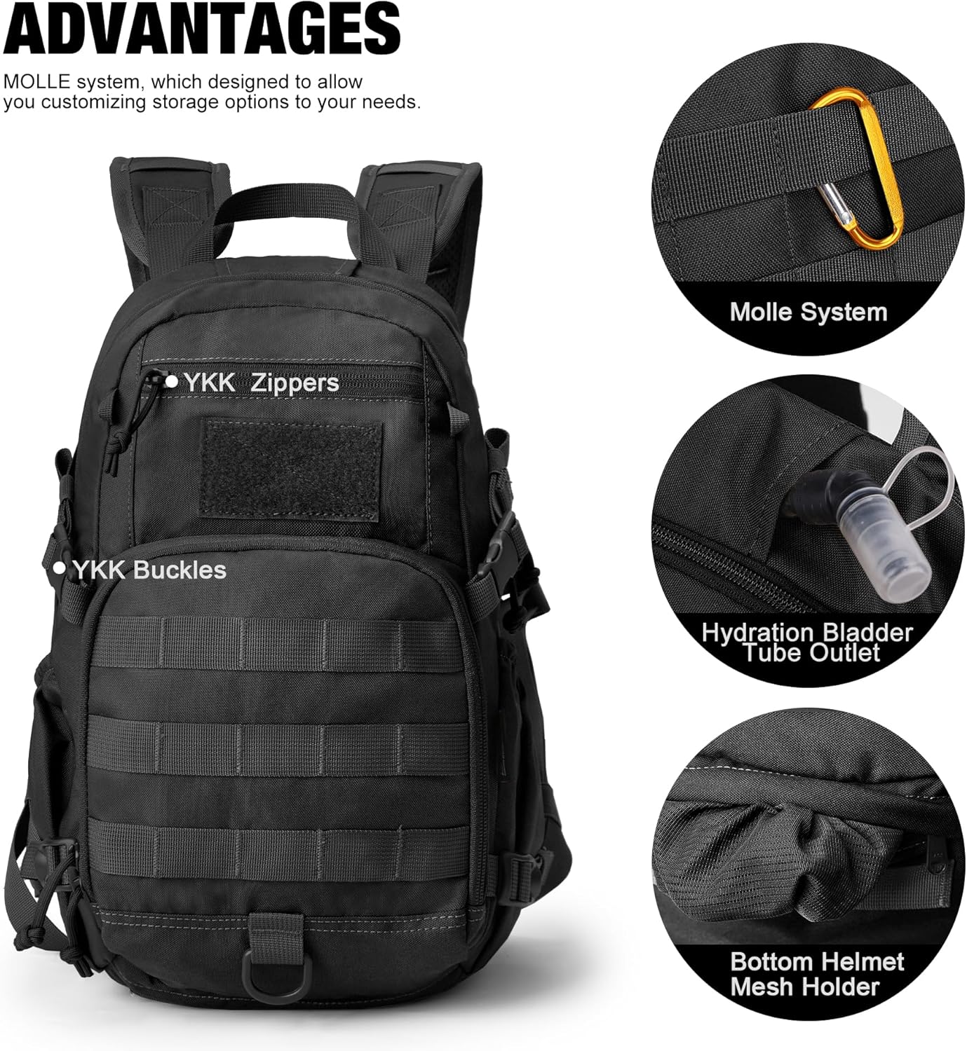 Mardingtop Small Tactical Backpack,Molle Hiking Backpack for Backpacking,Cycling and Biking,15L/25L Backpack