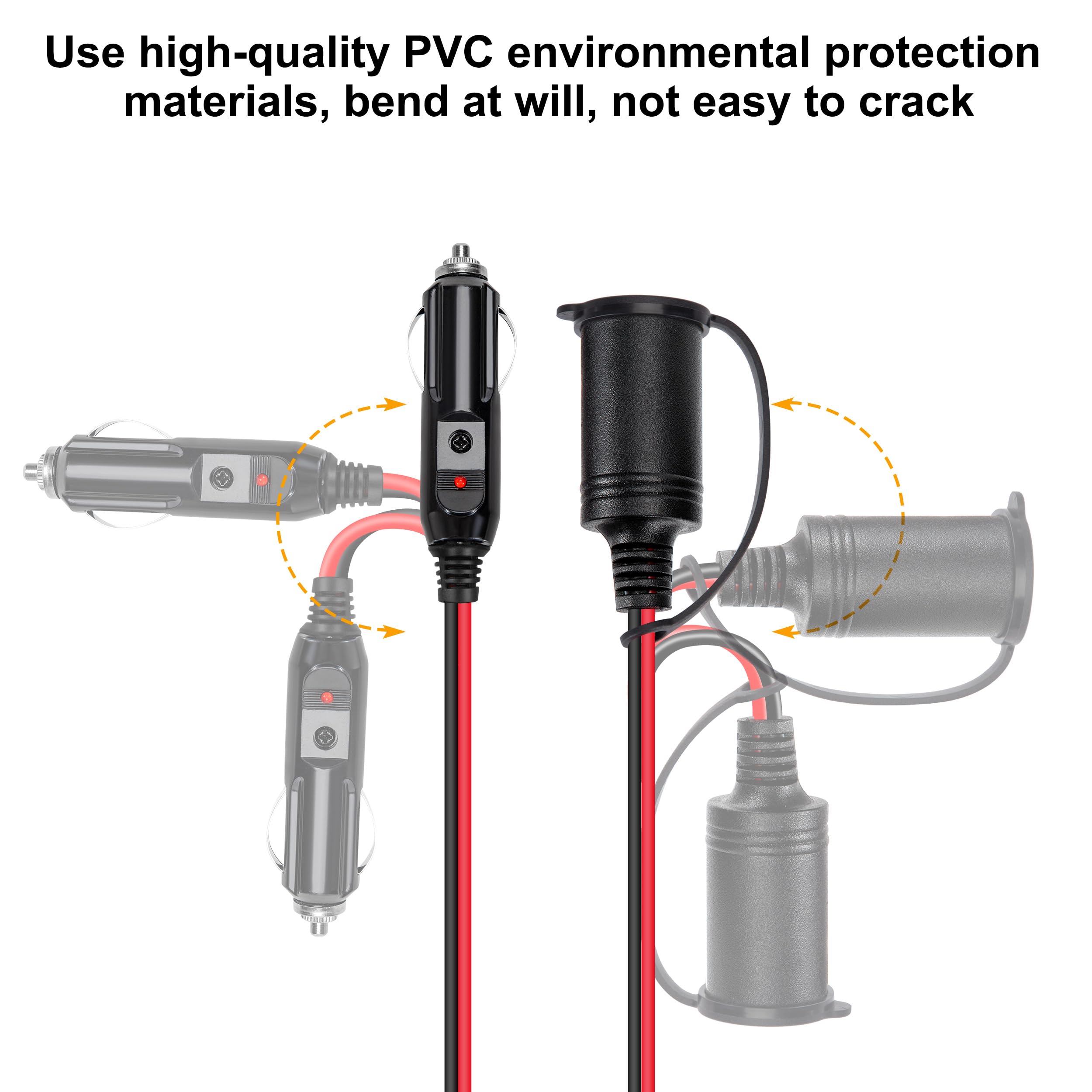 Prolunga Presa Accendisigari 4m 12V/24V | Cavo 16AWG Con Fusibile 15A E LED | Adattatore Universale Per Auto, Camper, Camion