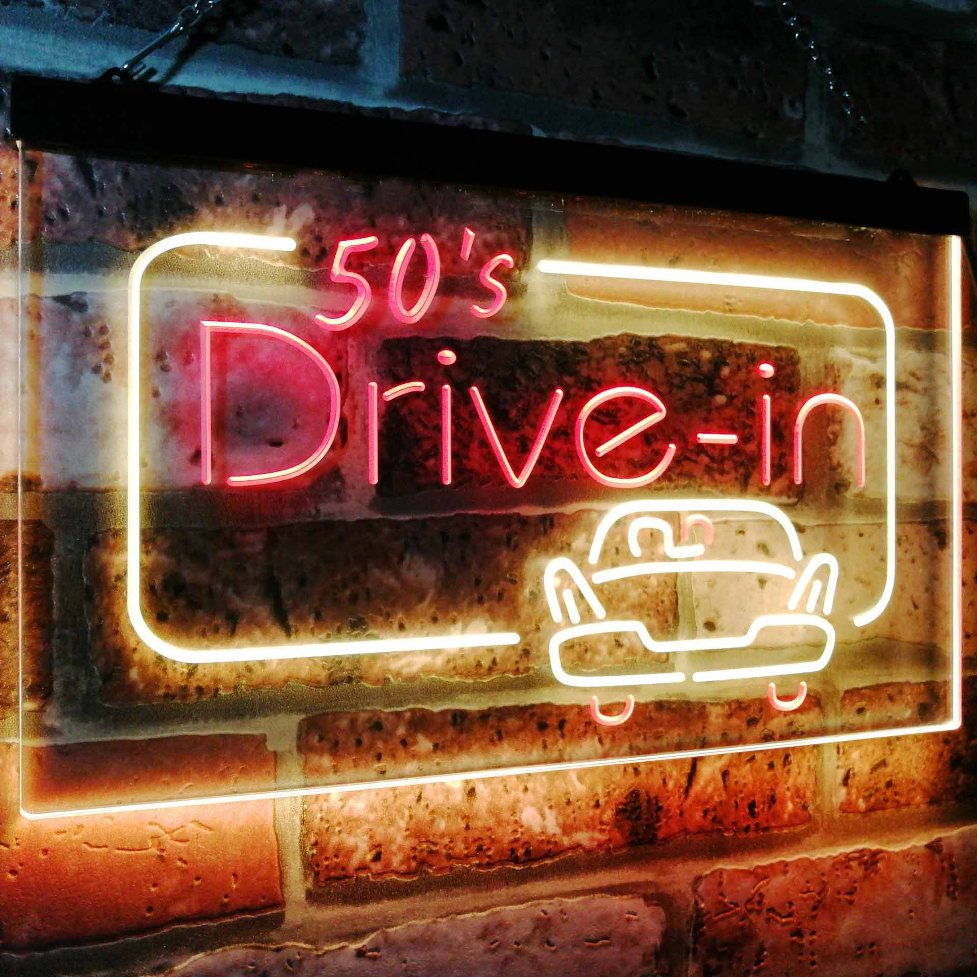 Amazon | 50s Drive In Vintage Display Home Décor Dual Color LED