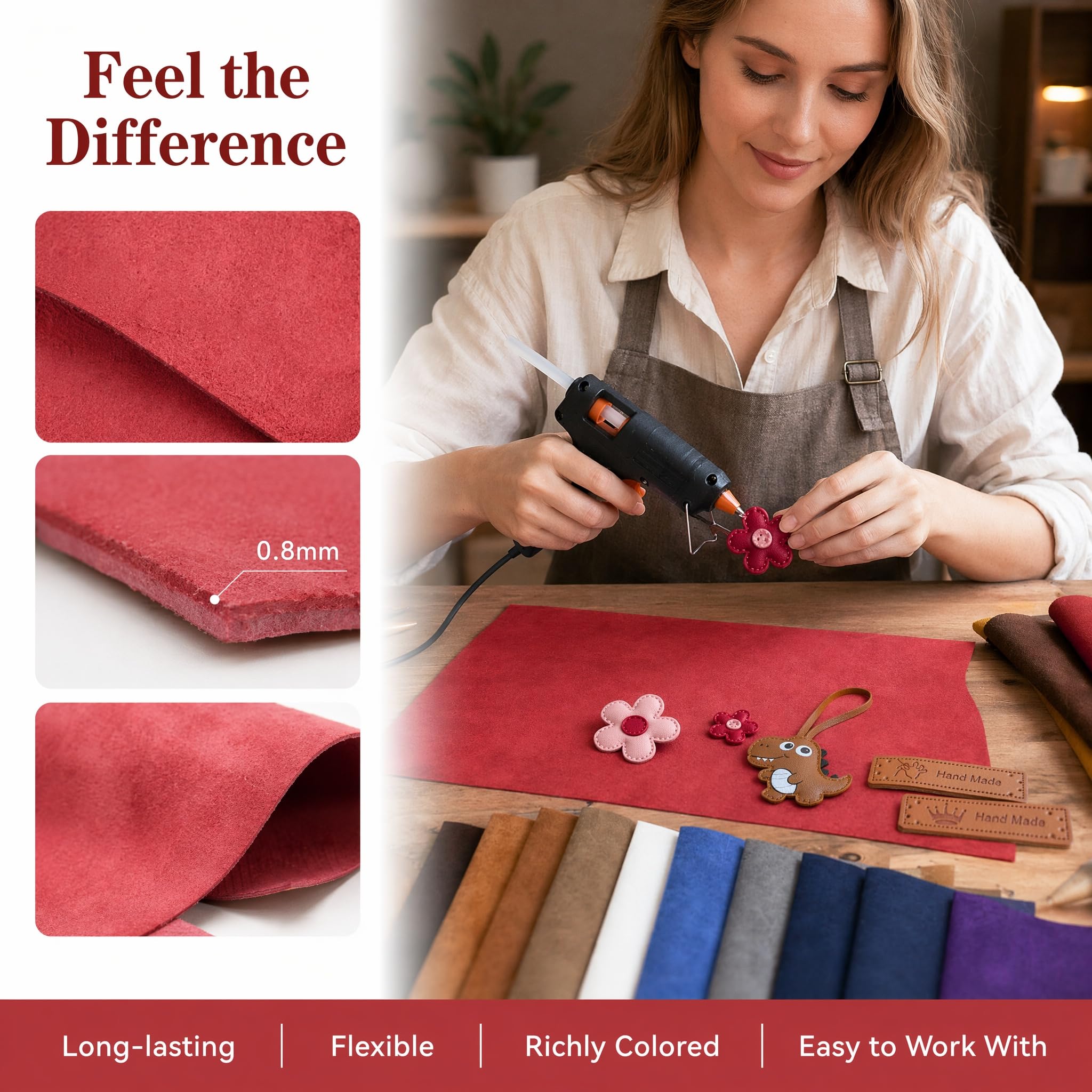 18er Set Kunstleder 30x21cm, 0,8mm Veganes Leder A4 Blätter Weiches Leder in 18 Farben für Lederreste zum Basteln Lederimitat Meterware DIY für Handgefertigte Lederwaren wie Heimwerker Nähen