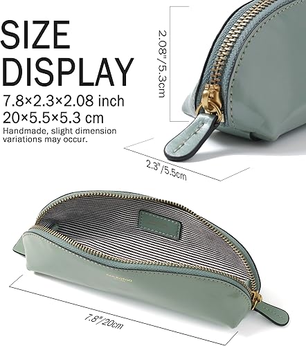 Miniatura 3 de Cockatoo Estuche para lápices de piel auténtica, soporte para accesorios, bolsa de papelería, estuche con cremallera para el trabajo y la oficina