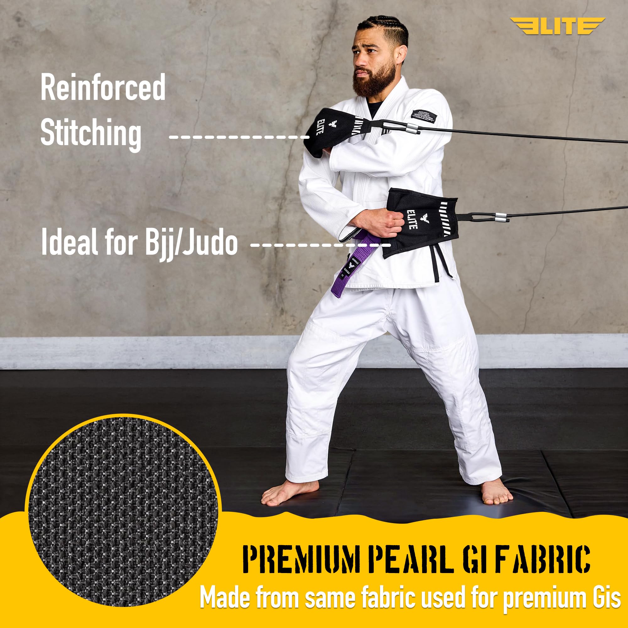 Elite Sports Jiu Jitsu Grip Trainer Simulate Gi - Entrenador de fuerza de agarre para BJJ MMA Judo y entrenamiento de agarre