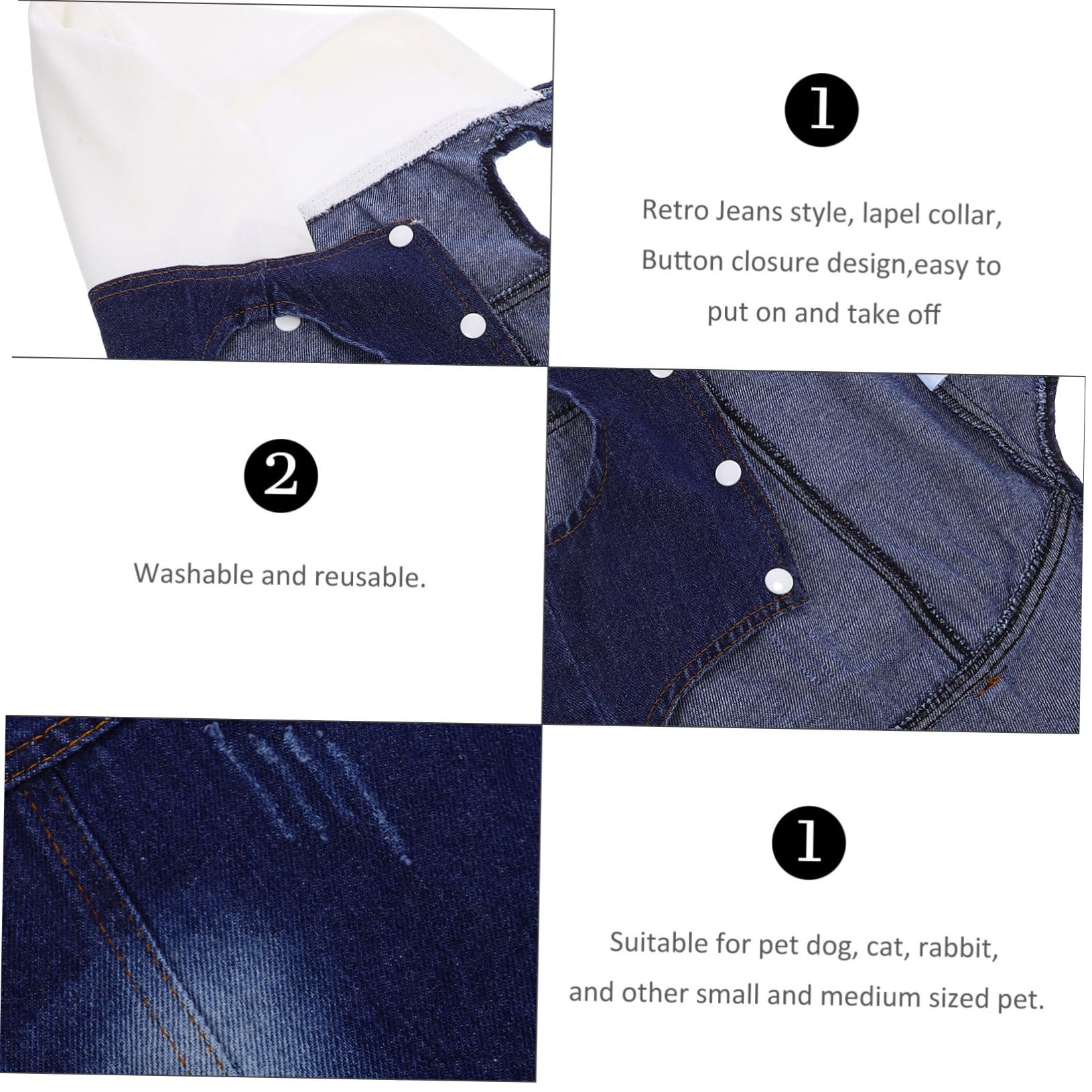 Beavorty Lot De 3 Gilets en Jean pour Chiens Et Chats Vêtements Tendance pour Animaux De Compagnie Bonnet Tricoté Taille XXL Vêtements Toutes Saisons pour Chiens
