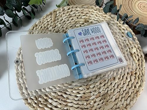 Miniatura 2 de Carpeta de desafío de ahorro 1000 mini, libro de desafíos de ahorro mensual con sobres, carpeta de presupuesto con sobres para efectivo, color azul