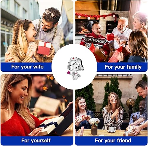 Miniatura 6 de Infinity Love Heart Nurse - Dijes de plata de ley 925 para pulseras y collares, colgantes de madre e hija, joyería de cuentas para mujeres, mamá