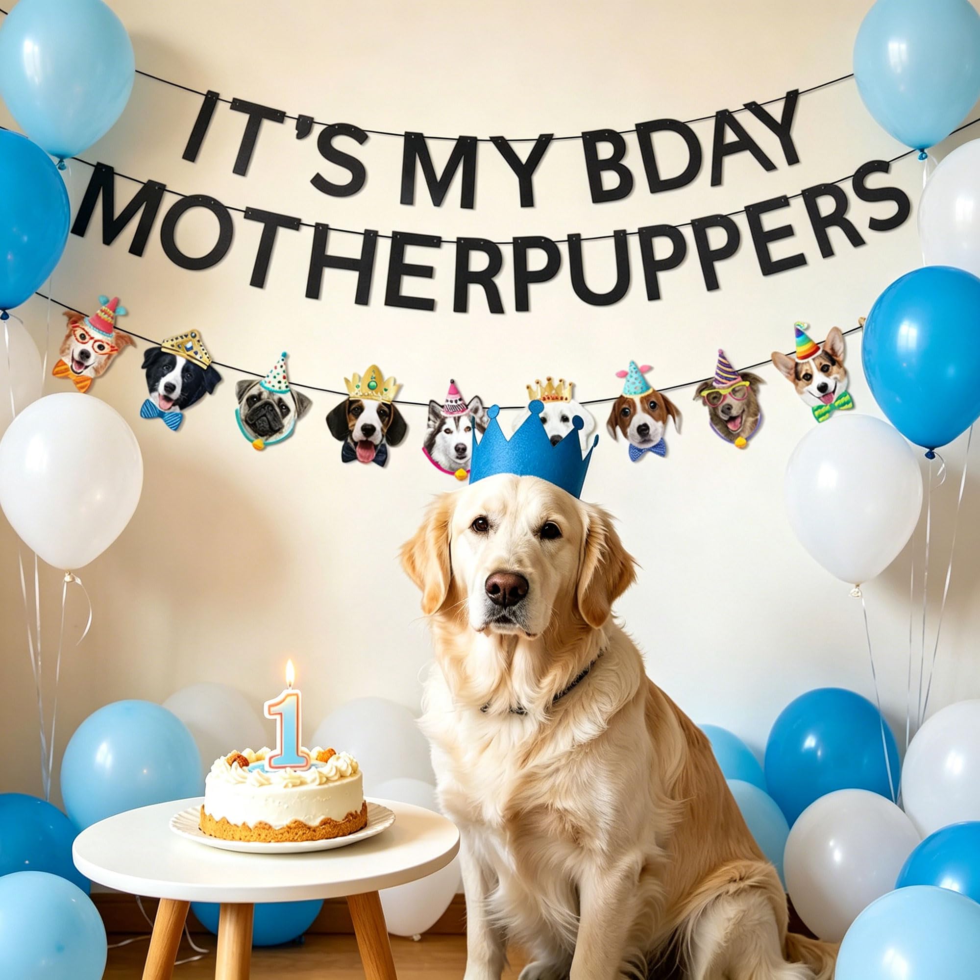 Dog Birthday Banner It's My Bday Mother Puppers Banners Cute Funny Birthday Party Supplies Decorations