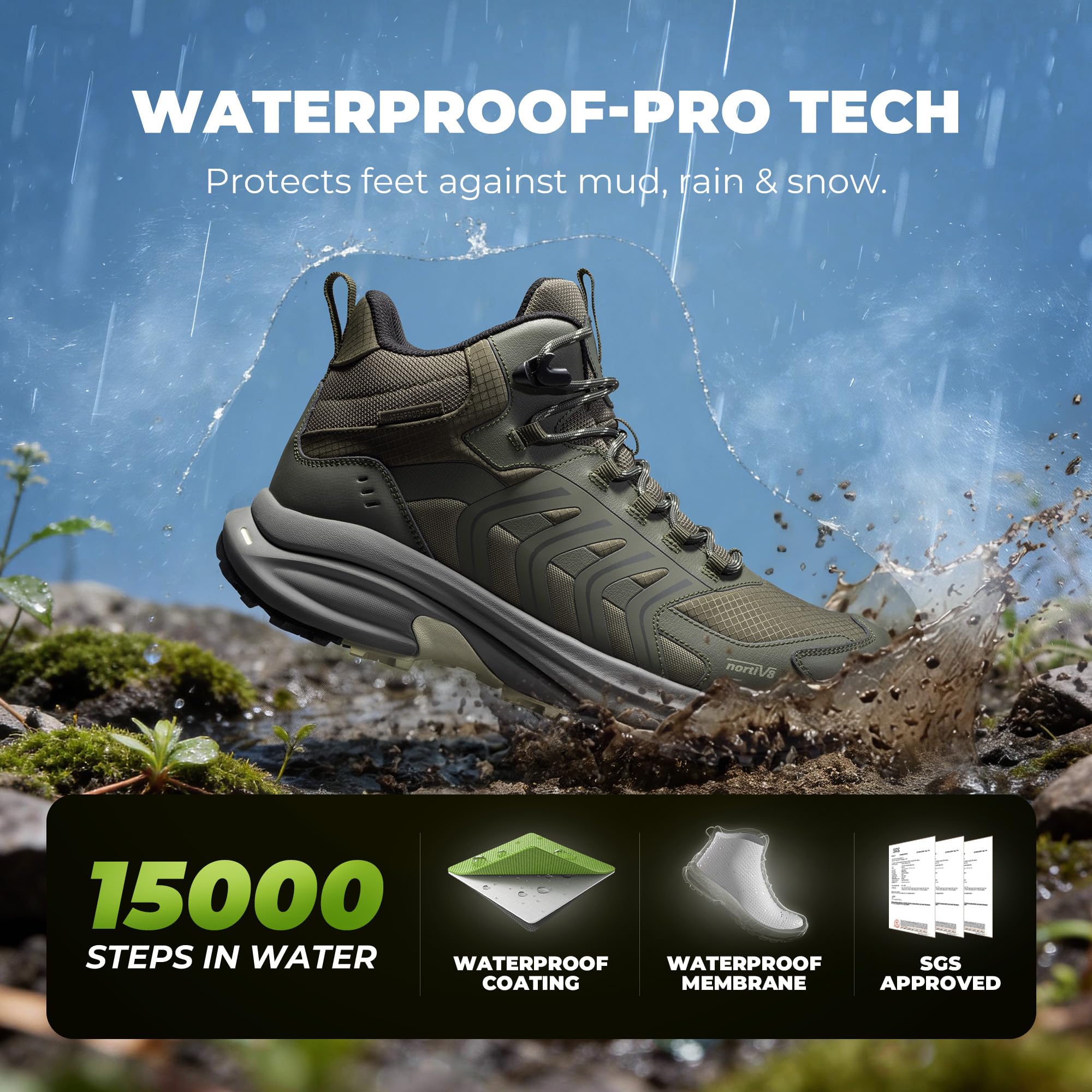 NORTIV 8 Scarponi Trekking Impermeabili Uomo Leggeri Esterno Scarpe Trekking Campeggio Arrampicata Per Comfort Dura Tutto Giorno