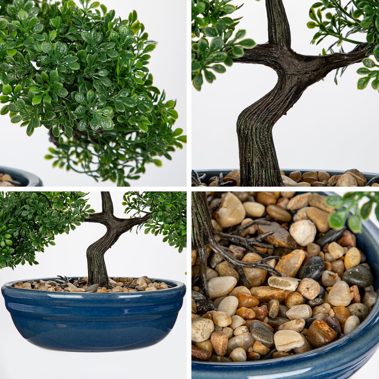 Briful Bonsai artificiale da 24,1 cm, pianta finta per bonsai verde Podocarpus, piante artificiali per interni, in vaso di ceramica, pianta finta per interni, decorazione per casa, ufficio, scrivania