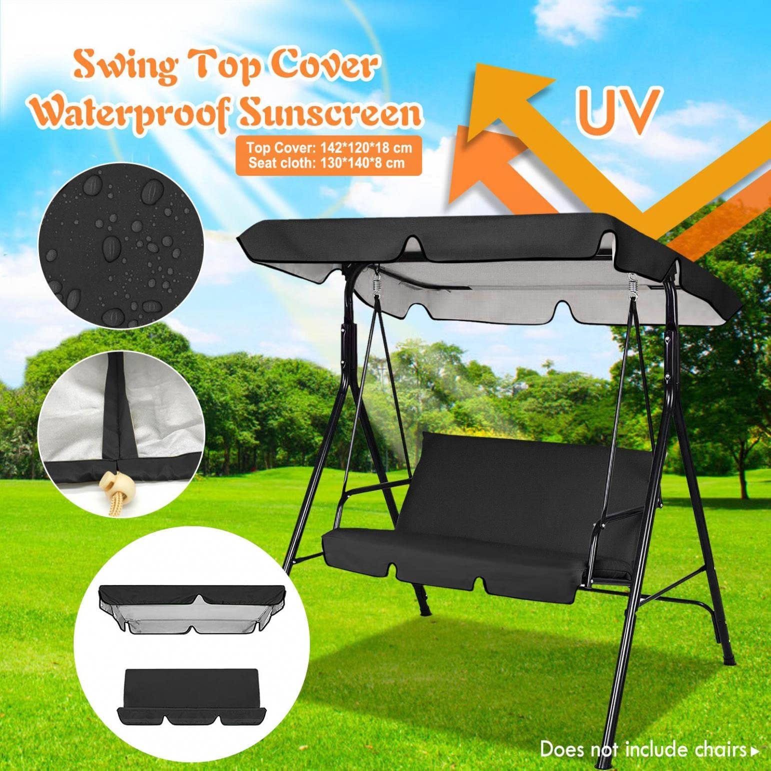 Copertura Universale Per Altalena Da Giardino - Telo Impermeabile E Anti-UV, Ricambio Per Dondoli 2/3 Posti