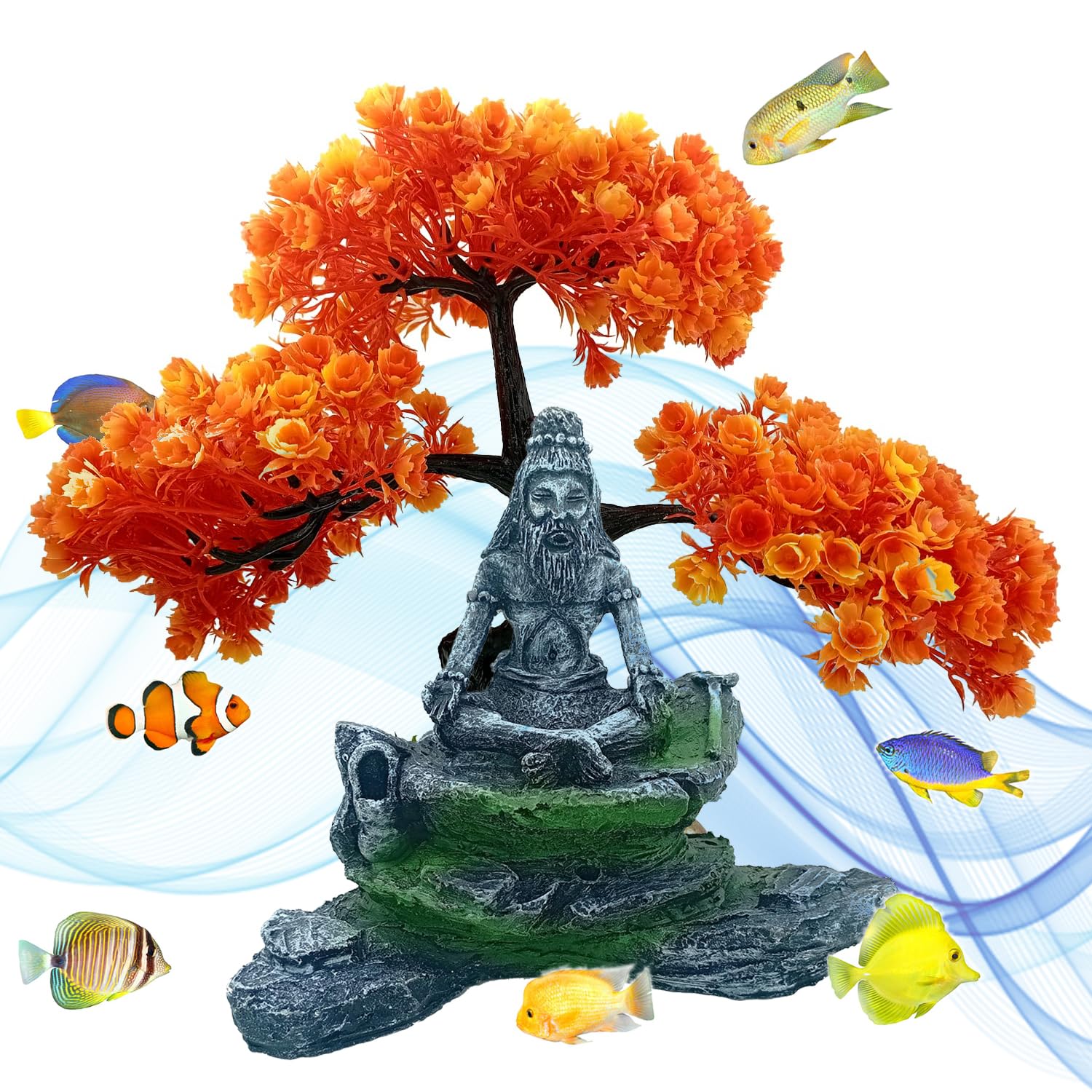 JAINSONS PET PRODUCTS Aquarium Yogi Statue Decorations Ancient Yogi, Resin Decor Ornament and Plant, Fish Tank Decor Accessories Hiding Place for Fish, Bonsai Plant (Yogi Under Orange Plant) (B0CG9NFW5J) Amazon Price History, Amazon Price Tracker