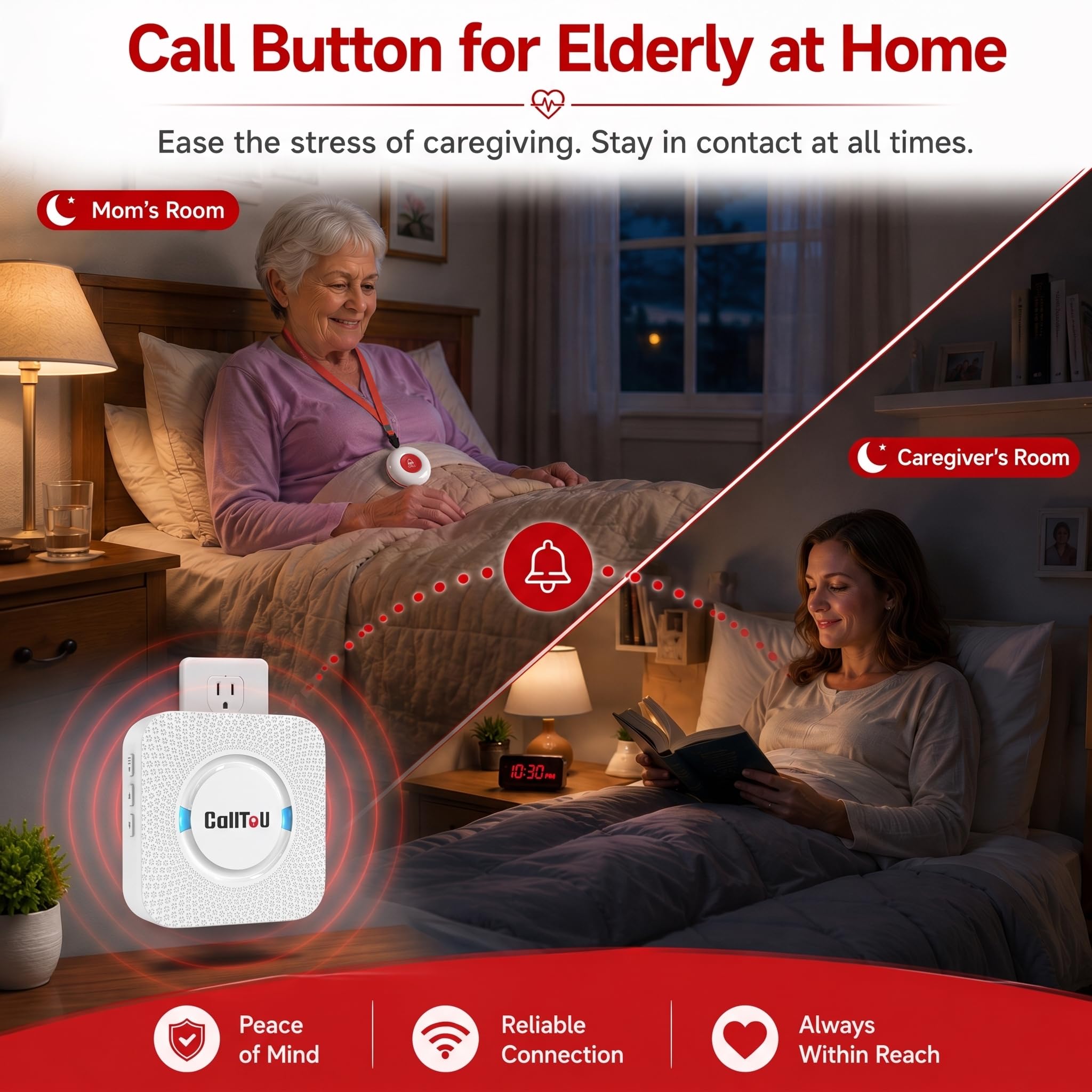 calltou inalámbrico Sistema de Llamadas de Cuidador mensáfono Smart 2 Botones de Llamada de SOStransmisores 3 receptores Enfermera Paciente de Alerta de Llamada Sistema de Ayuda para el
