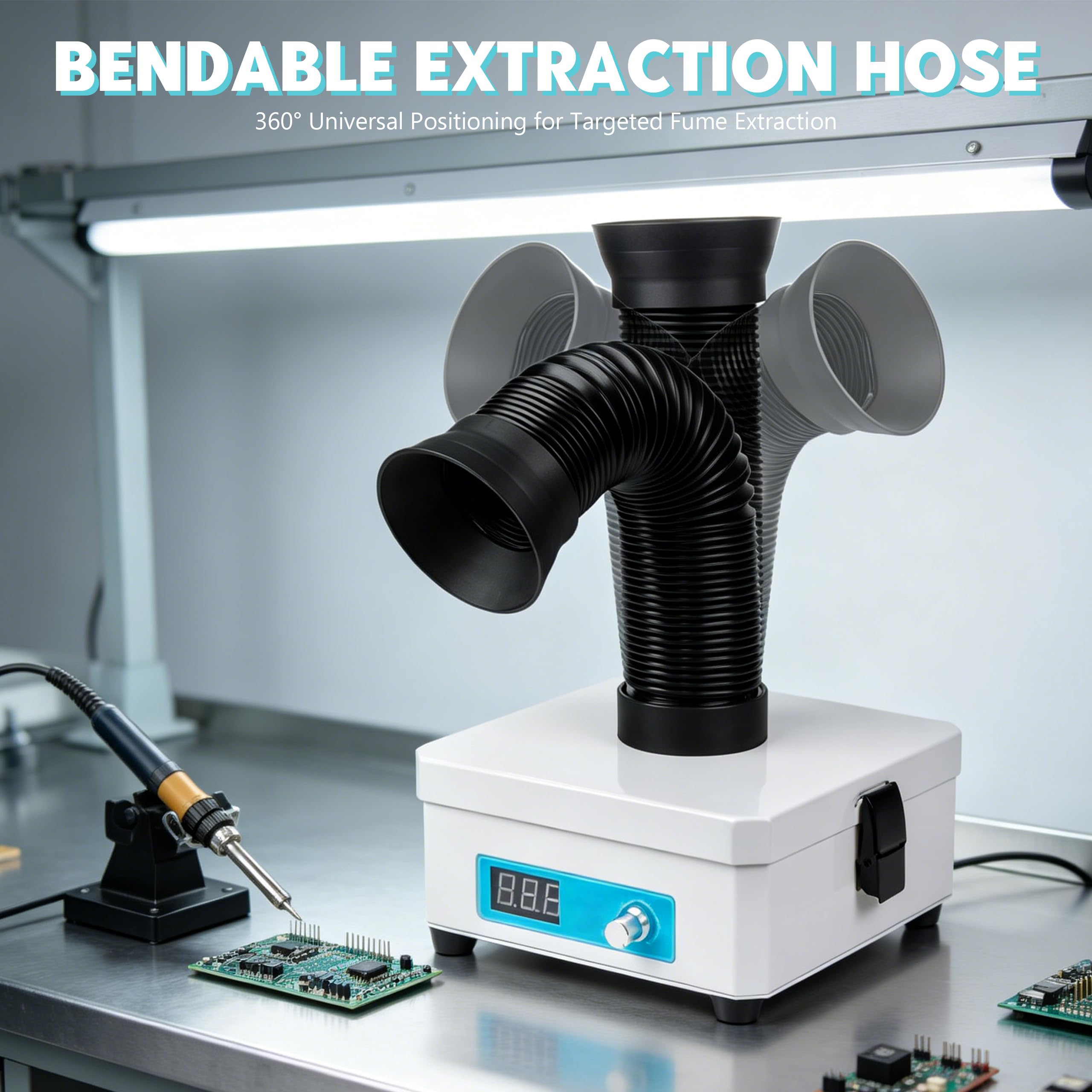 Aspirador de Humos de Soldadura | 2-en-1 Filtro HEPA y Carbón Activo para Extracción de Humos con 99,97% de Eficacia de Filtración, Purificador de Aire