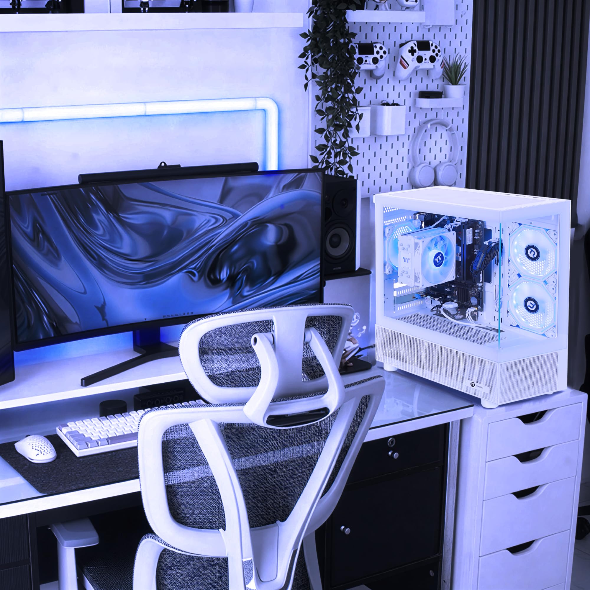 NINGMEI Leistungsstarker Gaming- & Produktivitäts-Desktop-PC mit AMD Ryzen 7 5700G, 16 GB DDR4-RAM, 1 TB NVMe-SSD, Windows 11 Home, Fertiger Tower für Gaming, Streaming und kreative Arbeiten