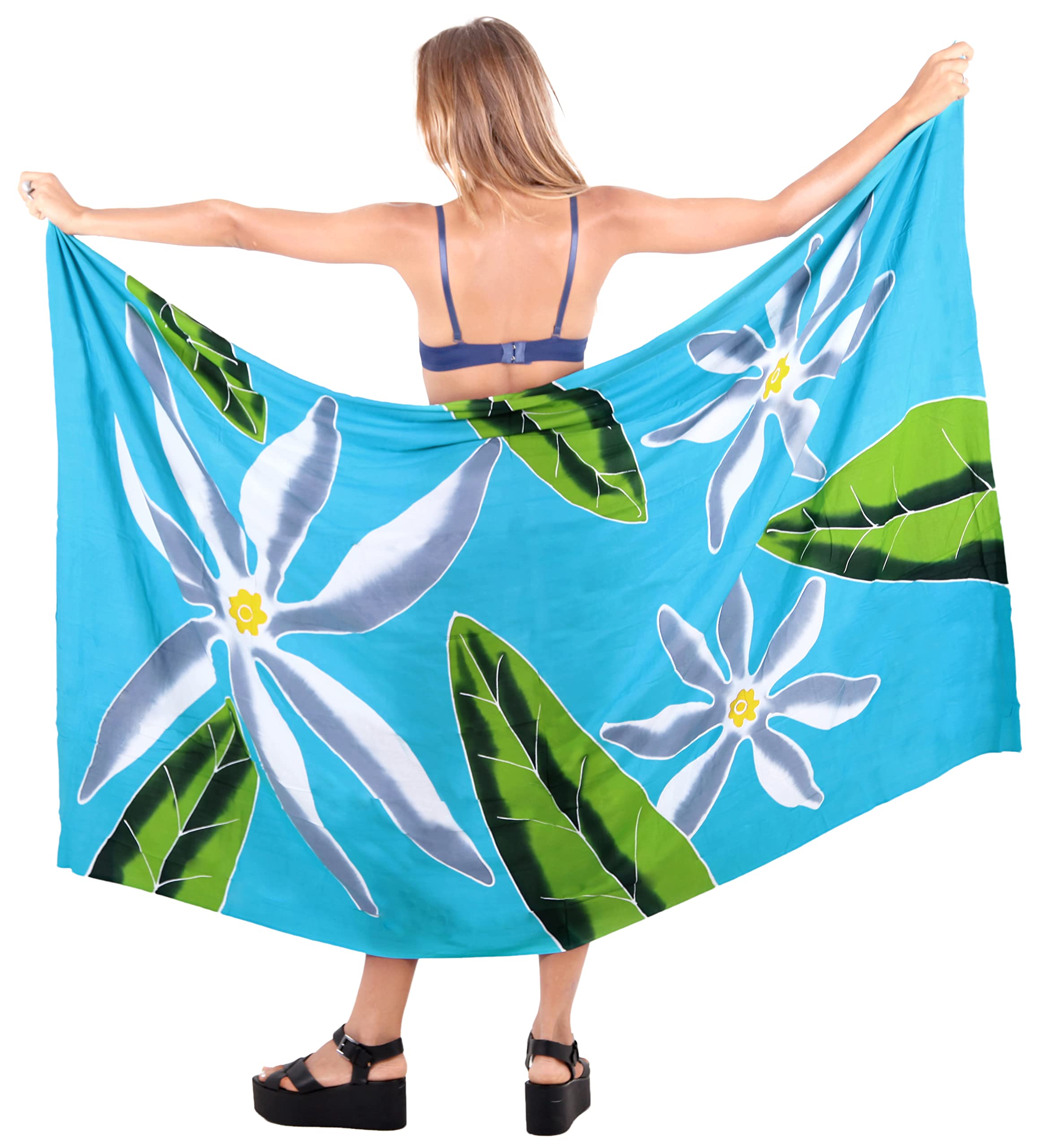 LA LEELA Mujer Pareo Casual de Playa con Lazo Cruzado