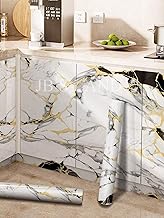 Wallpaper Pill&Stick Waterproof&oilproof PVC Ceiling Wall Papers for Home,Kitchen,Floor,Bathroom,Bedroom,Table,Living Room Big Size Stylish Latest Wall Sheet Stickers Panel(White Black Gold)