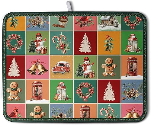 Vista 501 de Tapete de secado de platos con hojas de palma tropicales para encimera de cocina, 18 x 24 pulgadas, tapete de secado de cocina Monstera verde