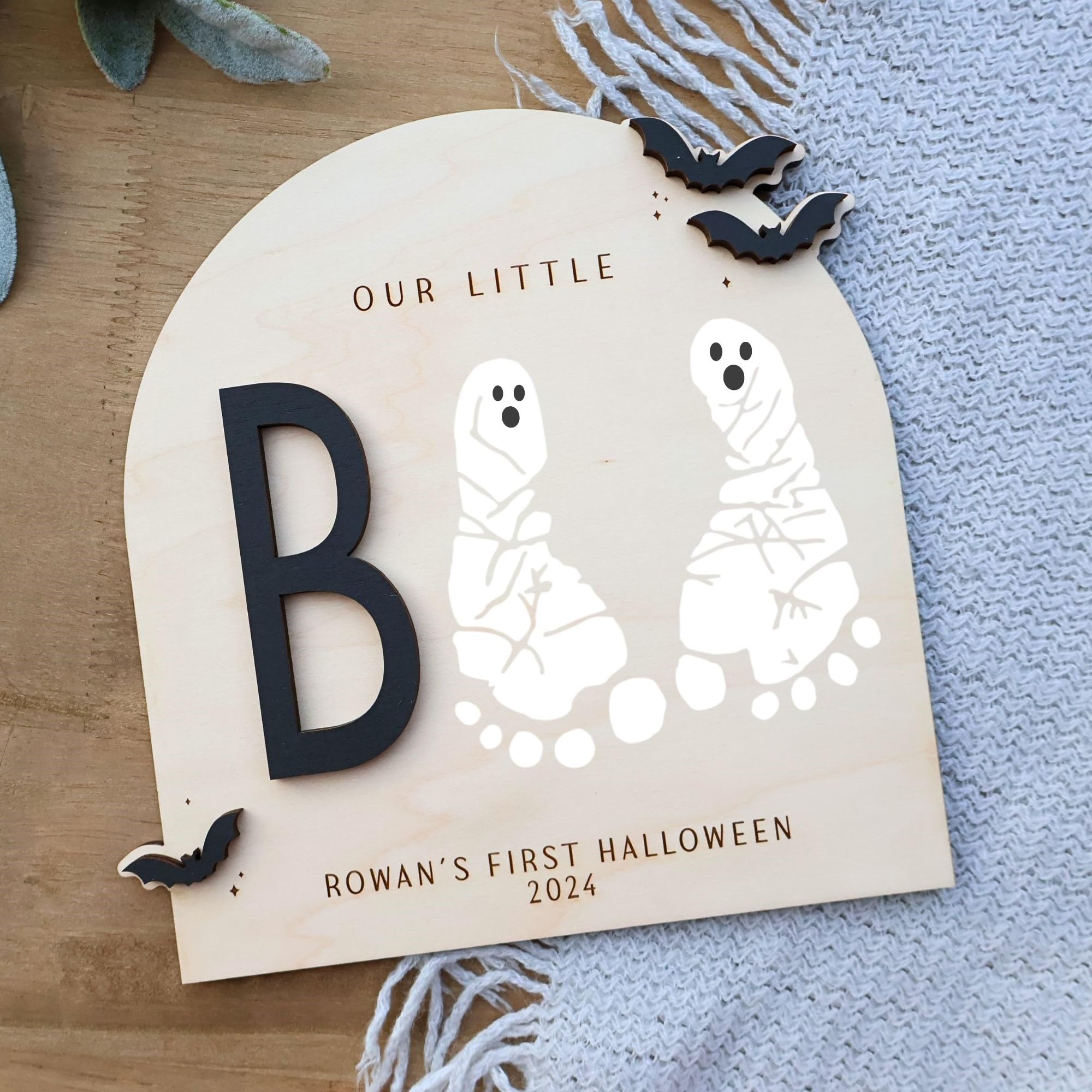 First Halloween Footprint Sign, DIY Footprint Art, Baby's First Halloween 2024, My Little Sign, Wooden Kids Craft, Custom Children's Keepsake, Personalized Halloween Decor