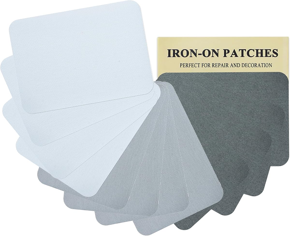 12 Pieces Premium Quality Fabric Iron-on Patches, Strong Glue, 100% Cotton Repair Decorating Kit, Size 3" x 4-1/4" (7.5 cm x 10.5 cm) Mix Style 1
