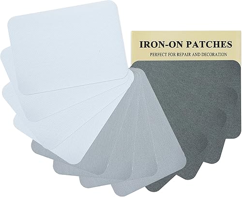 Vista 11 de 12 piezas de parches termoadhesivos de tela de alta calidad, pegamento fuerte, kit de decoración de reparación 100% algodón, tamaño 3 x 4-1/4