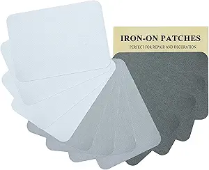 12 Pieces Premium Quality Fabric Iron-on Patches, Strong Glue, 100% Cotton Repair Decorating Kit, Size 3" x 4-1/4" (7.5 cm x 10.5 cm) Mix Style 1
