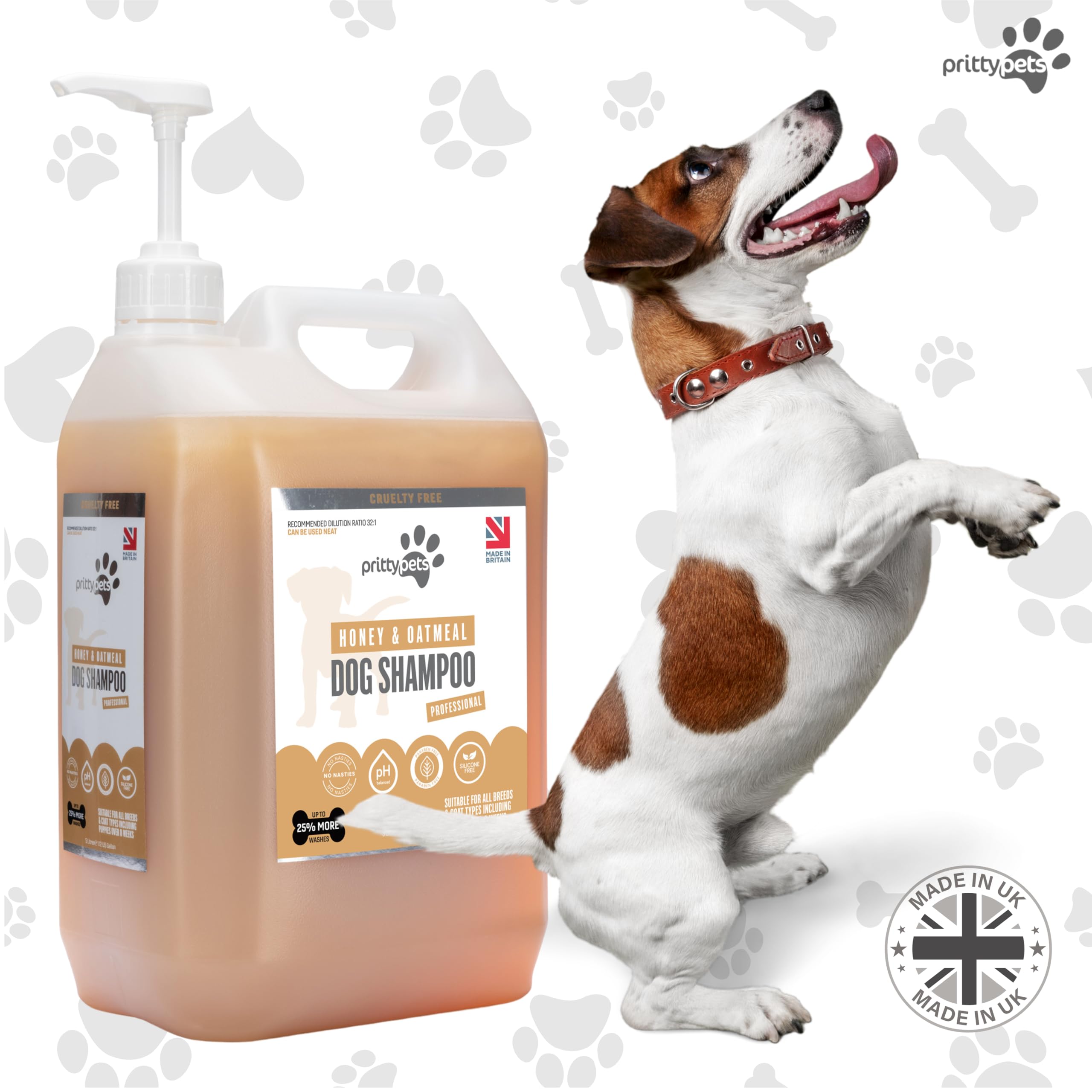 Oatmeal Hundeshampoo Pritty Pets 5 Liter HaferflockenShampoo für Hunde – professionelles pHausgewogenes, tierversuchsfrei, silikon und parabenfrei, welpenfreundliches HundepflegeShampoo –