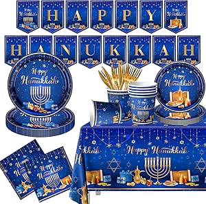 Amazon.com: Hanukkah Party Decorations,Hanukkah Tableware,Set Hanukkah ...