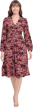 London Times Womens London Times Womens Dresses Smocked Empire Waist Fit and Flare Dress