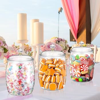 4 Pcs Candy and Cookie Jar Plastic Jars with Lids, 64 oz