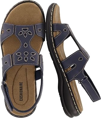 CUSHIONAIRE Briar Comfortable Womens Sandals, Flat Adjustable Slingback Sandals for Women