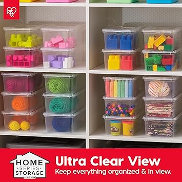 IRIS USA 20-Pack Storage Bins with Lids, 6 Quart, Shoe Boxes Clear Stackable Containers Organize Shoes Closet Shelves, Classroom Organization Teacher Tools, Game Storage - BPA-Free Plastic