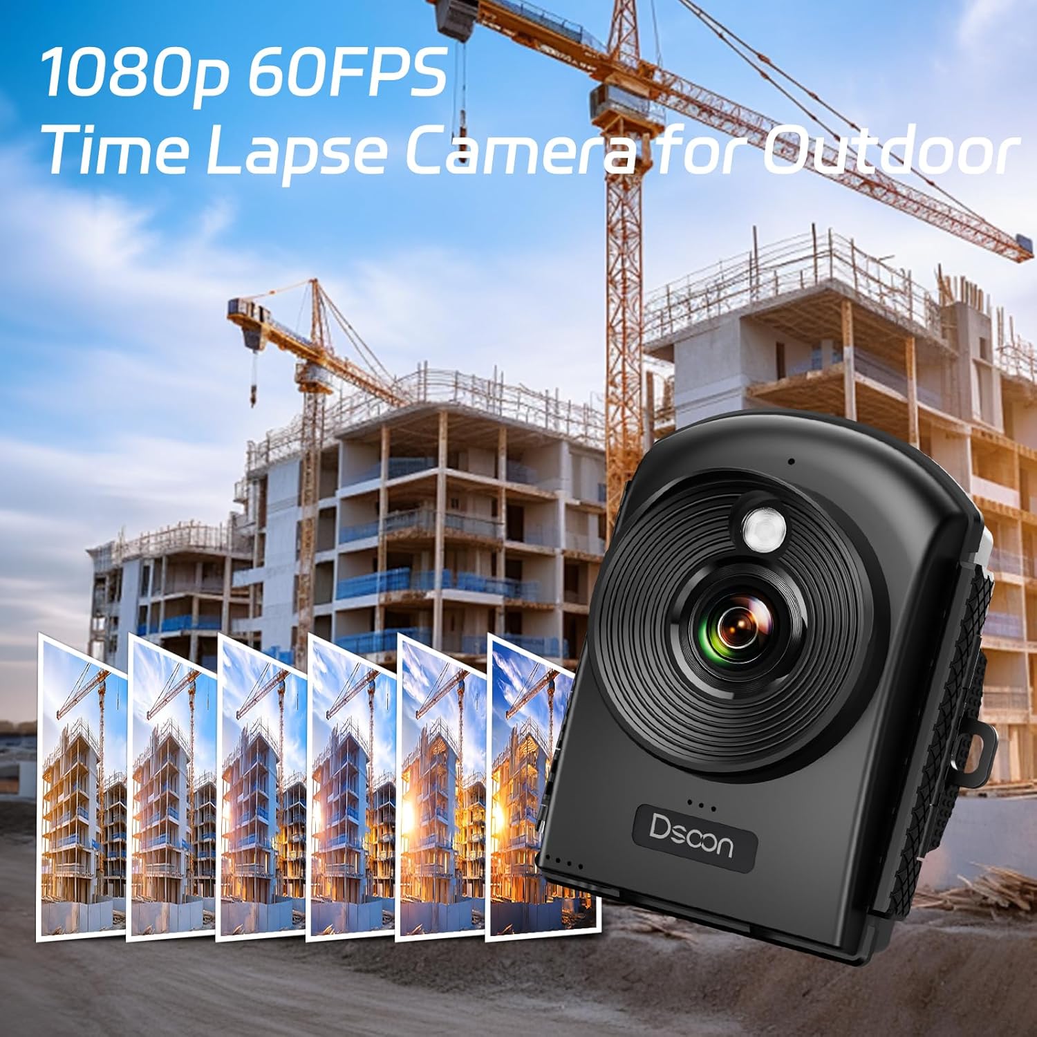 Dsoon Time Lapse Camera,1080P FHD Timelapse Camera Outdoor Construction Recording,180-Days Standby,110° Wide Angle & 2.4" LCD Screen,IP66 Waterproof,Multiple Modes,Includes 64GB TF Card
