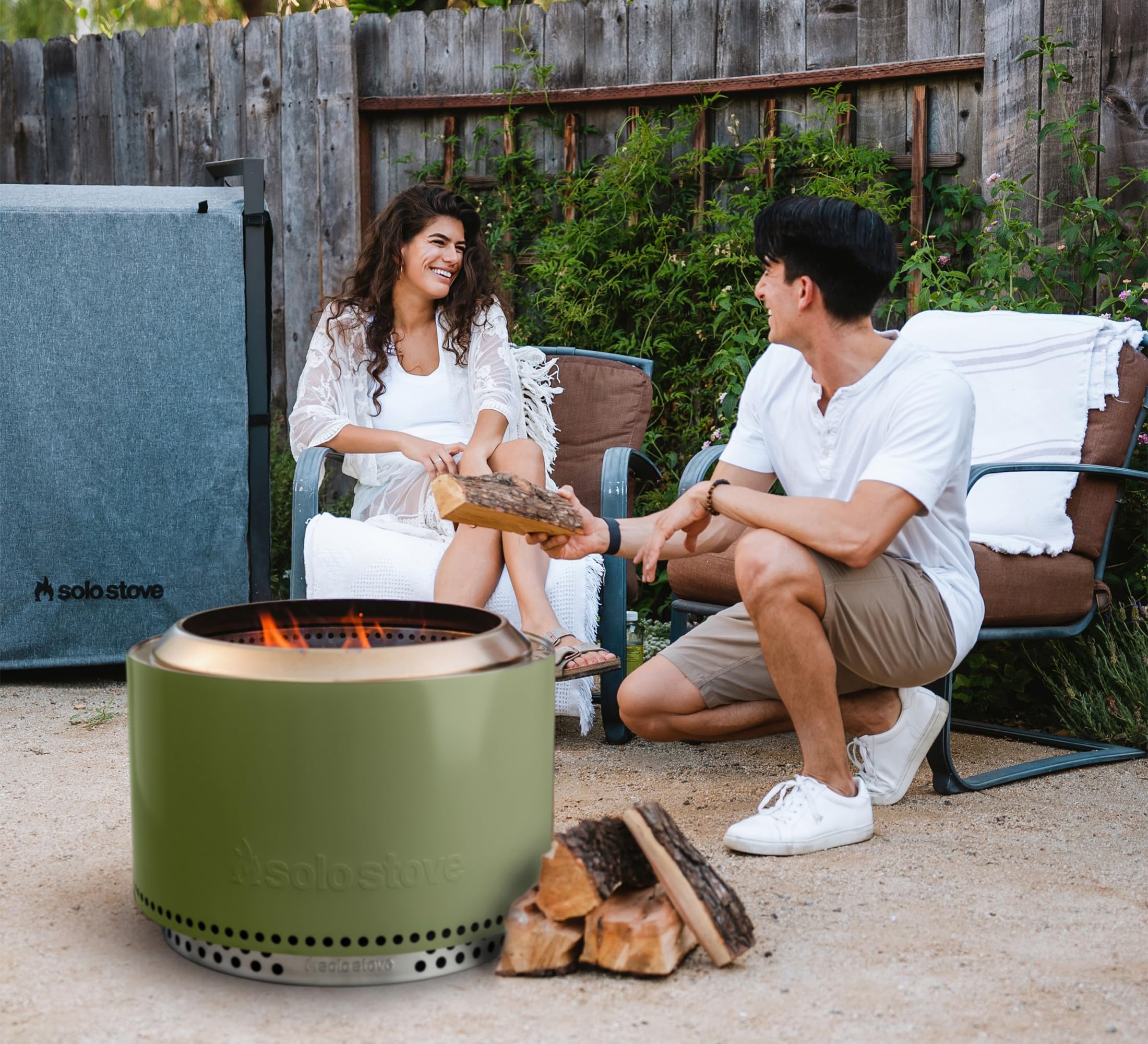 Solo Stove Brasero Yukon et Support 2.0 | Brasero de sans émission de fumée, Combustion Naturelle du Bois, avec bac à Cendres Amovible, Acier Inoxydable, 68,5 x 50,5 cm, 20 kg, Vert - 5