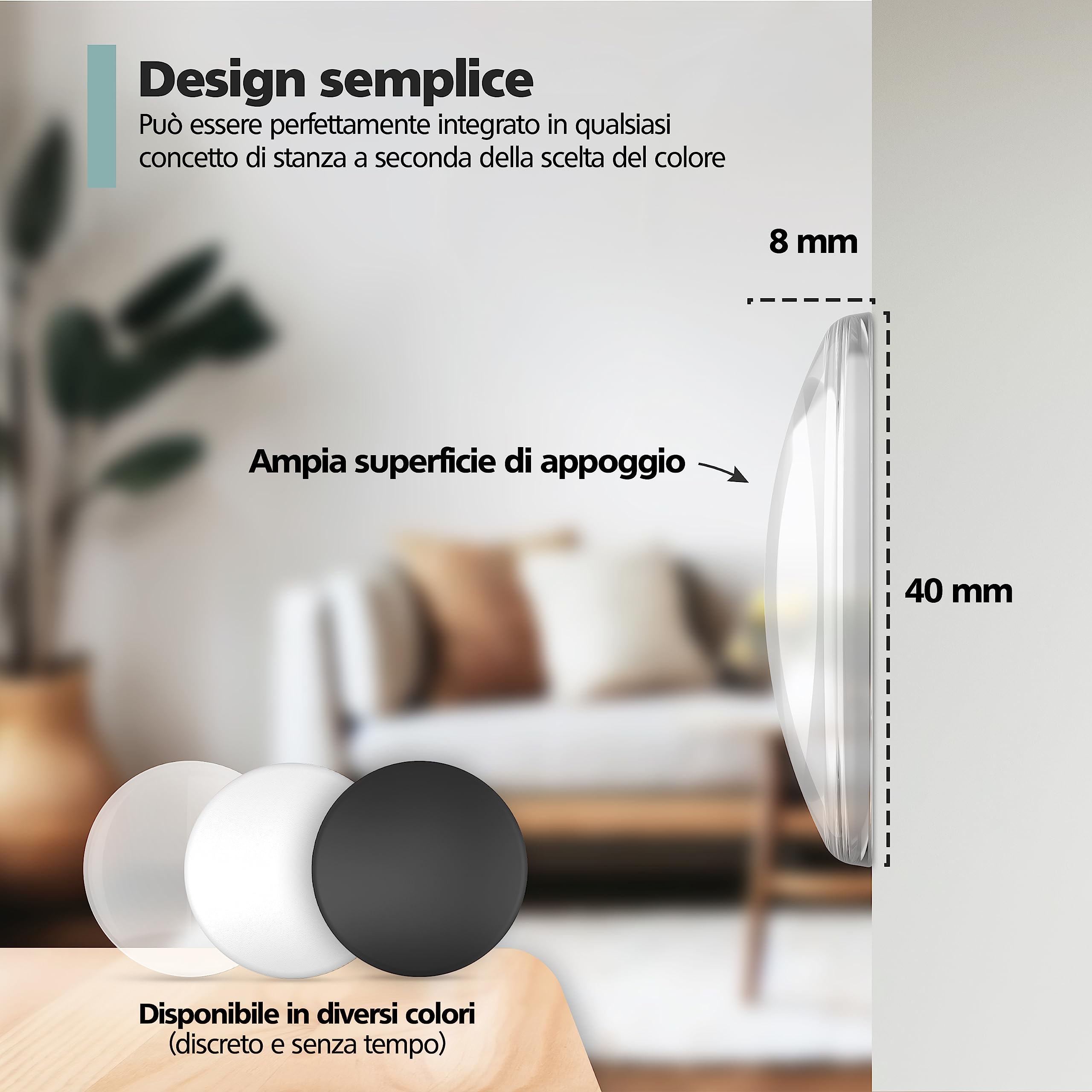 10 x Fermaporta 40 x 8 mm Trasparente - - Paracolpi autoadesivi per porte - - Paracolpi elastici per pareti - - Per proteggere pareti e mobili - - Paracolpi per la maniglia della porta