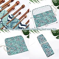Vista 5 de Aeelike 18 Pairs Bamboo Knitting Needles Set - 10 Inches Wooden Knitting Needles Single Point with Roll Bag - Portable Knittings Needle Set for