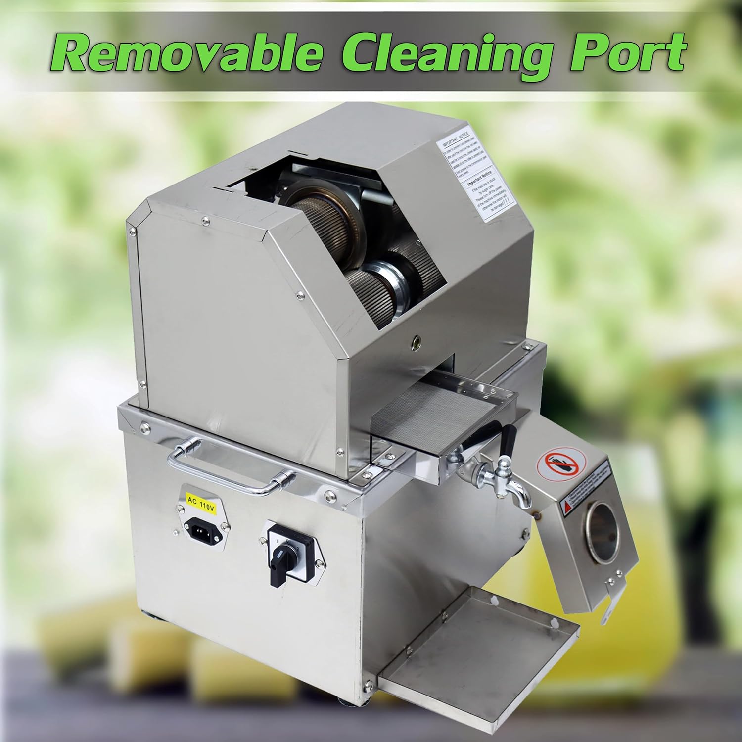 INTSUPERMAI Sugarcane Press Electric Sugar Cane Juicer Press Machine Sugarcane Juice Extractor Ginger with 3 Rollers for Sugarcane Ginger Sweet Sorghum Juicing Extractor Pressing 110V