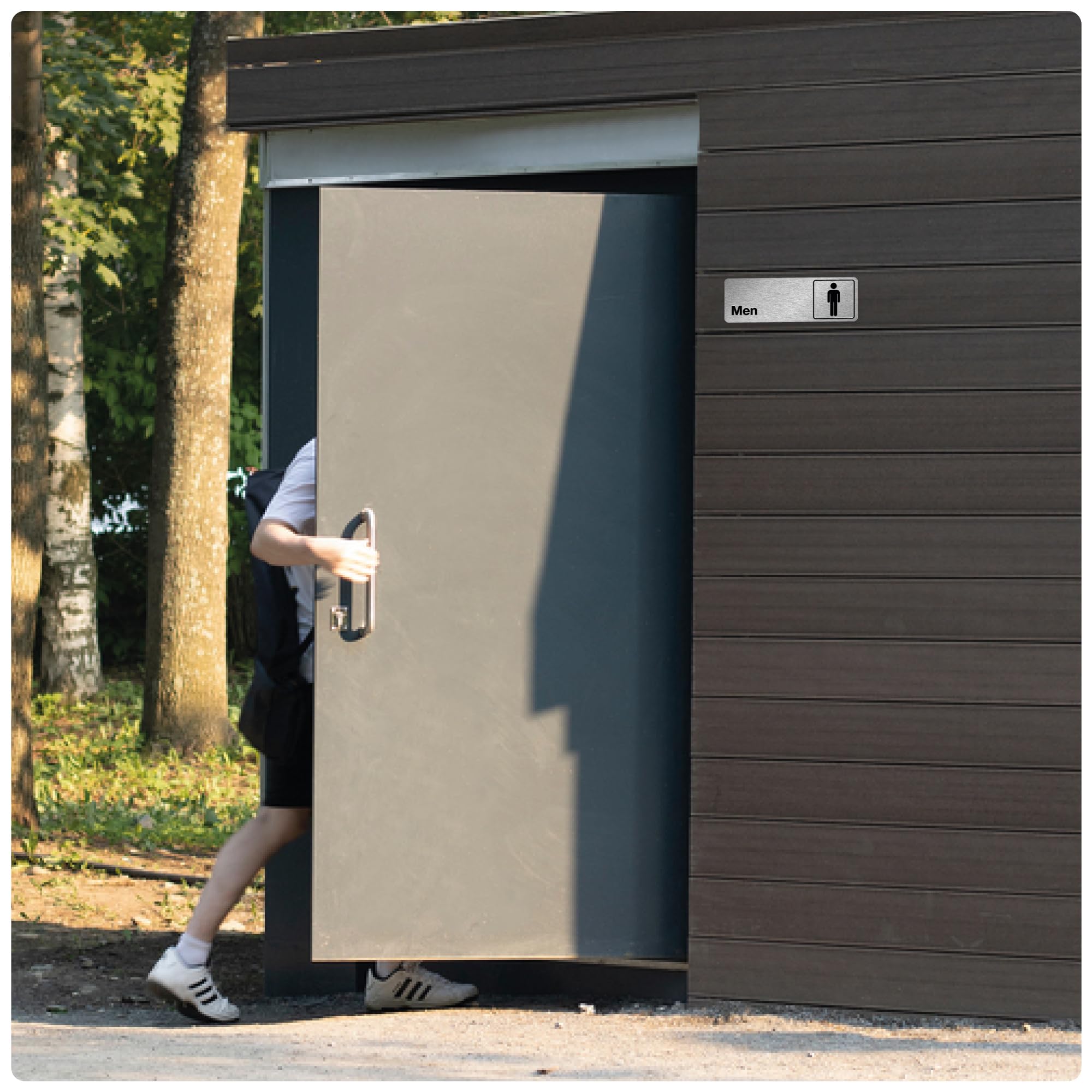 ADA Lot de 2 panneaux de porte de salle de bain en aluminium pour bureaux, entreprises et restaurants avec ruban adhésif double face solide 3M 22,9 x 7,6 cm