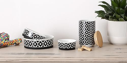 Miniatura 5 de Bone Dry Lattice Pet Collection Ceramic, juego pequeño, 4.25x2, negro, 2 unidades