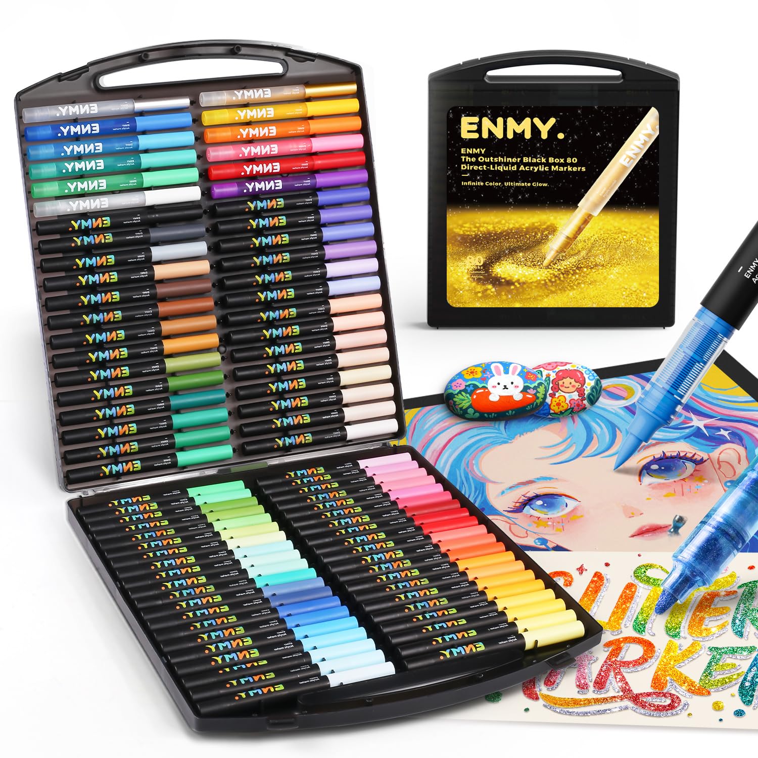 ENMY 80（68+12） Colours Acrylic Paint Pens, Brush Tip Markers