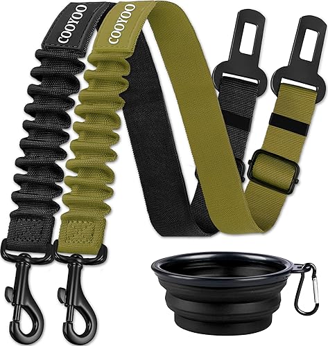 COOYOO cinturón de seguridad retráctil y ajustable para perro, juego de 3piezas, cinturón de nailon para vehículo, para que tu mascota esté segura,