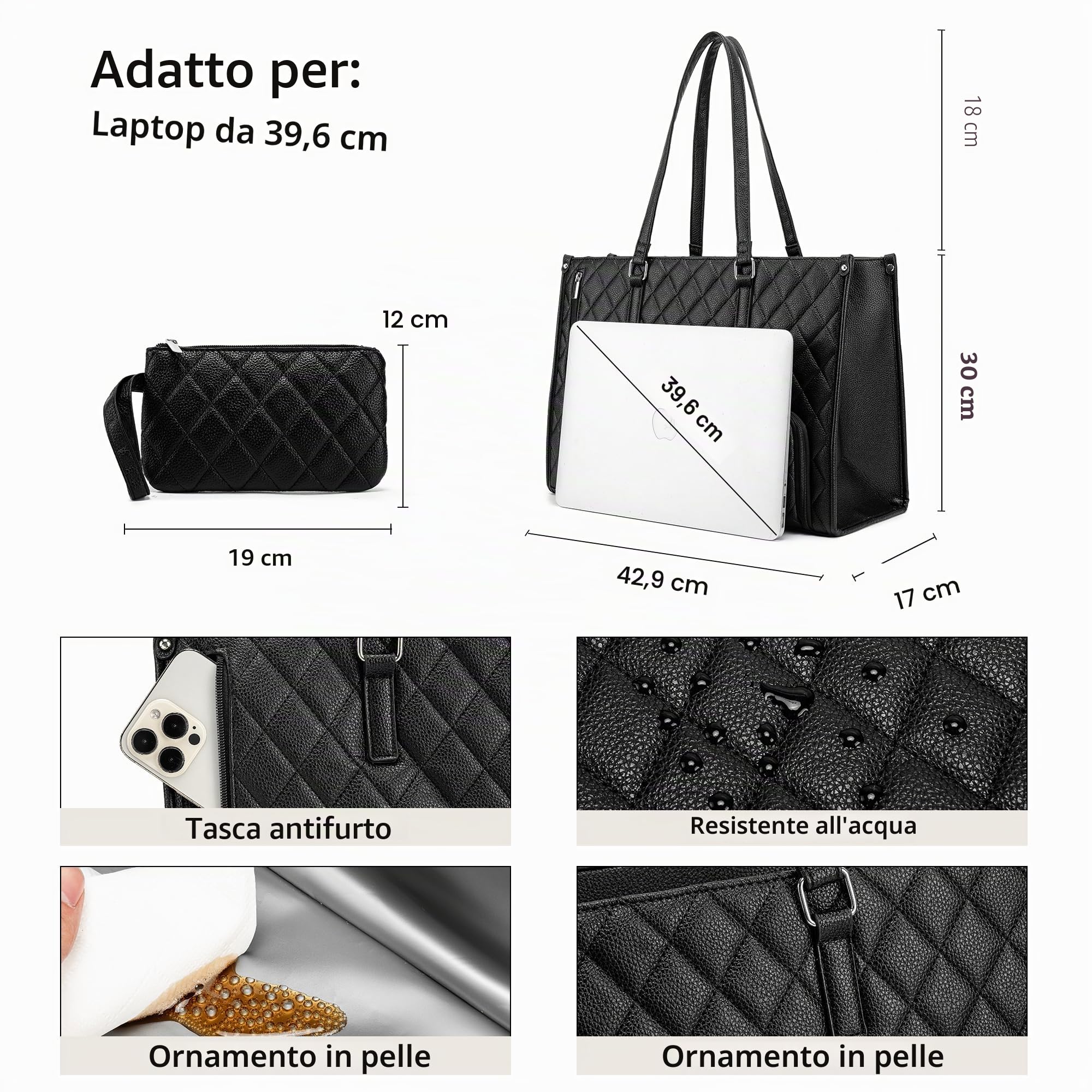 ROYALFAIR Borsa per il pranzo da donna, 2 in 1, con scomparto frigo e borsa da 15,6 pollici, grande borsa da lavoro per ufficio, lavoro e università