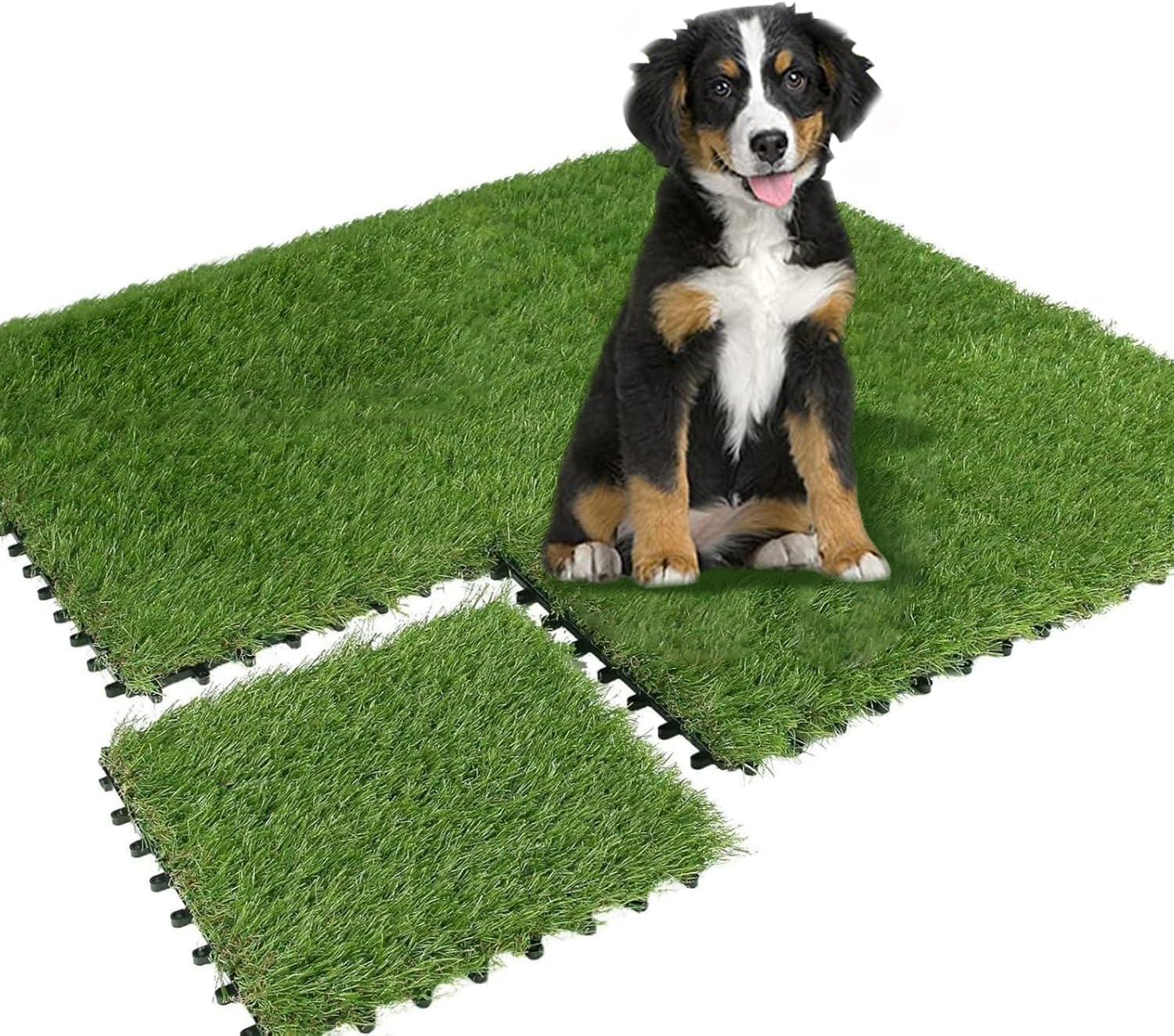 Qingbei Rina Artificial Grass Turf Tiles Interlocking for Dogs Potty,(12"x12"-9 Pack) Outdoor Fake Grass Mat Squares for Balcony,Self-draining Flooring