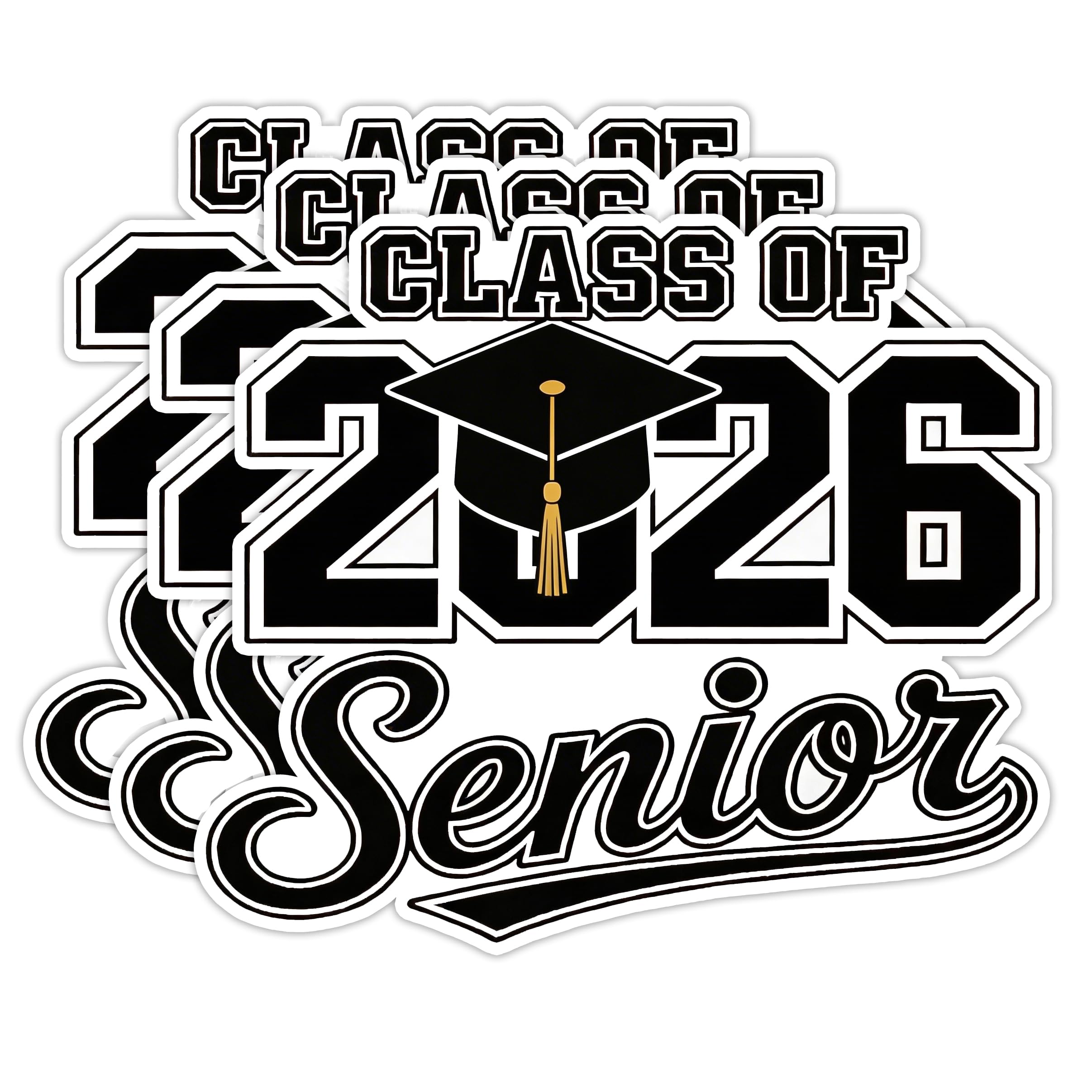 Photo 1 of (3 Pcs) Class of 2026 Stickers - Senior Graduation Decoration Sticker Vinyl Decal Waterproof - Gift for Graduates (Graduation Cap, 4" x 3.4" (3 Pack))